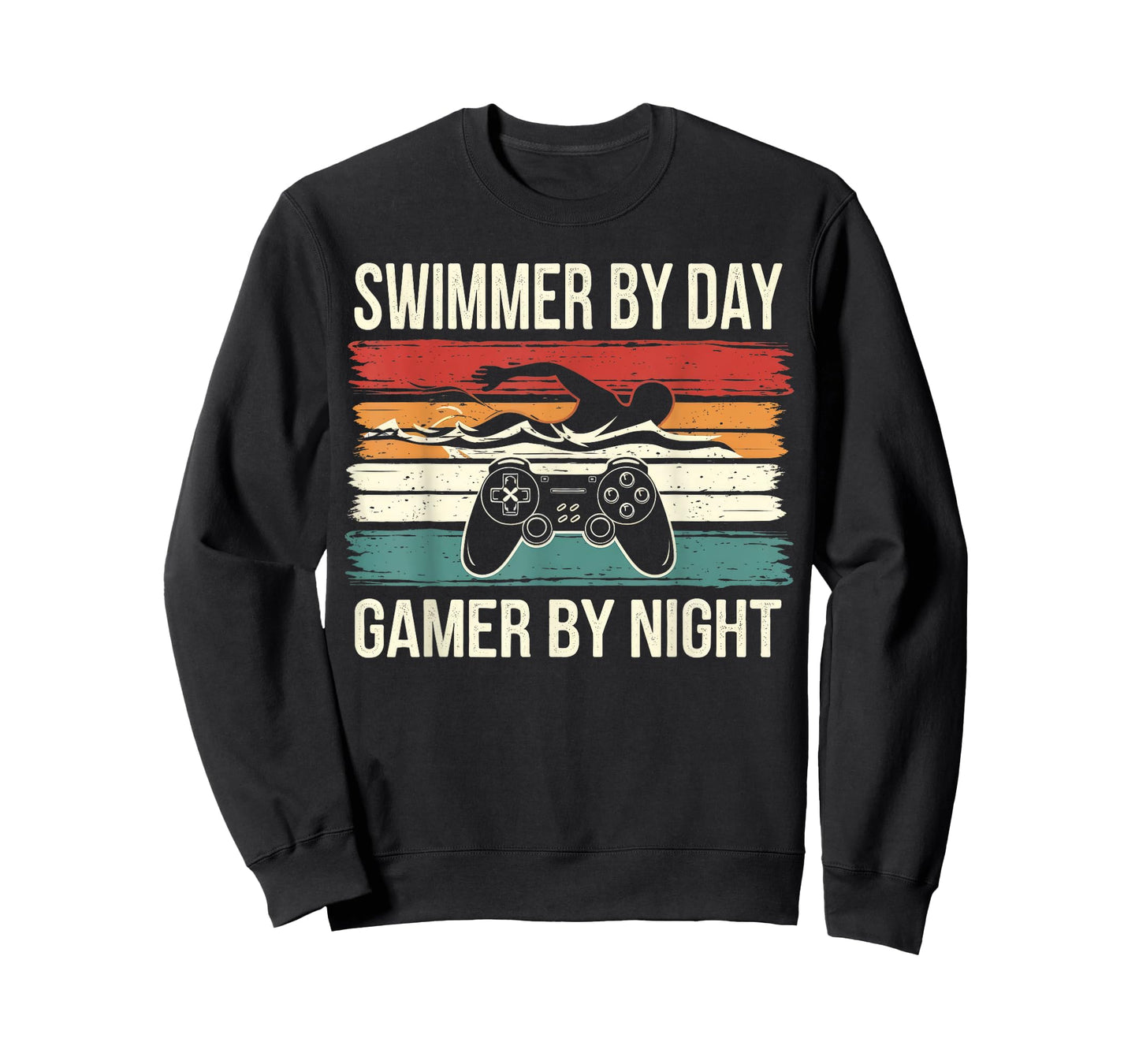 Funny Swimmer By Day Gamer By Night Swimming Swim Gaming T-Shirt