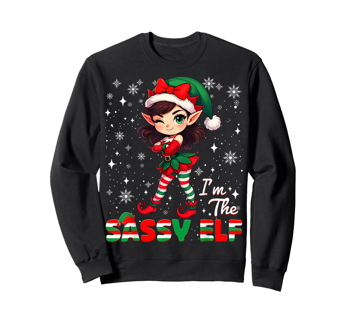 Im The Sassy Elf Cute Snowflake Christmas Xmas Girl Women T-Shirt