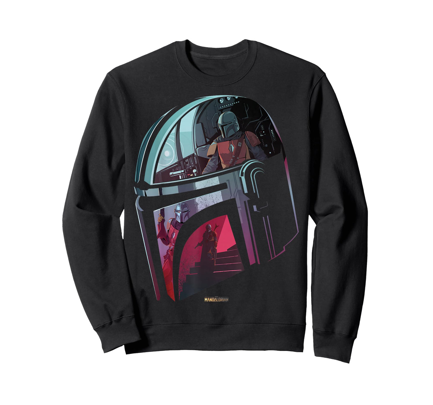 Star Wars The Mandalorian Helmet Scene Fill T-Shirt