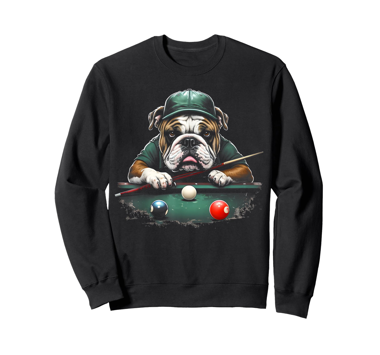 Bulldog Dog Playing Pool Billiard Lover Funny 8 Ball T-Shirt