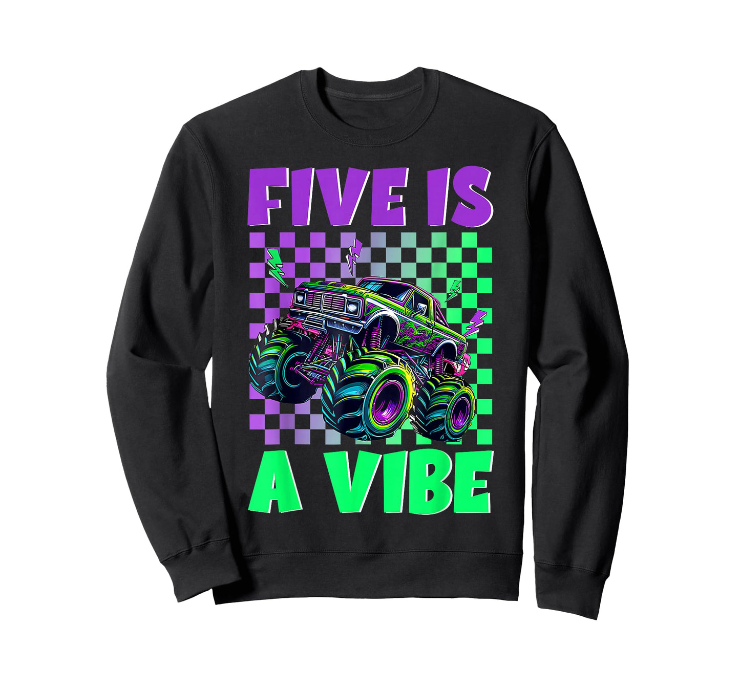 5 Year Old Five is A Vibe Monster Truck 5th Birthday Boy T-Shirt