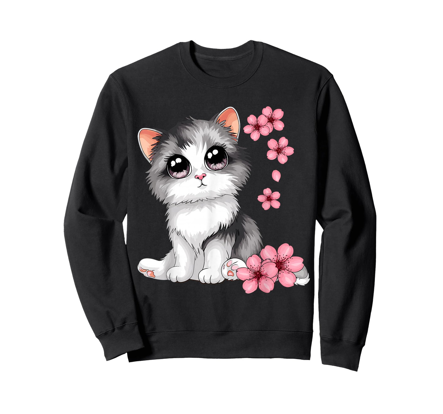 Cute Cat With Cherry Blossoms Cat T-Shirt