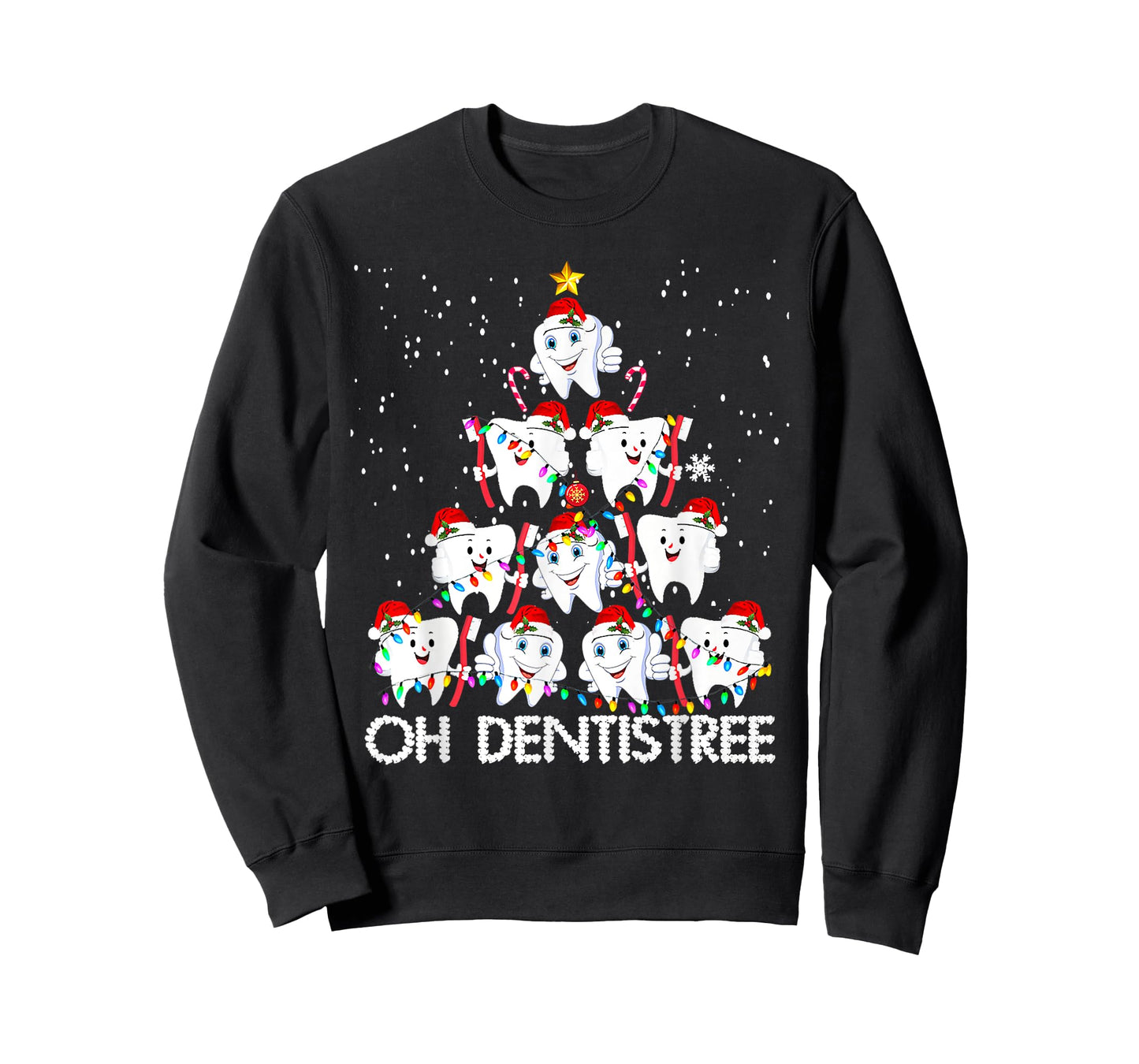 Oh Dentistree Toothbrush Teeth Xmas Lights Tree Christmas T-Shirt