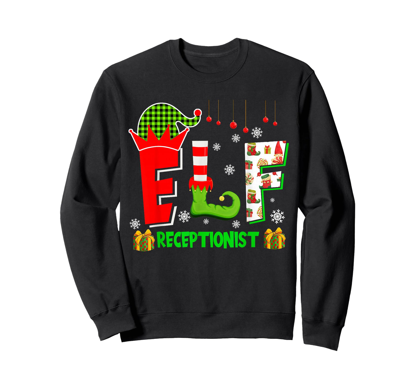 Elf Receptionist Christmas Costume Matching Elf Lover Family T-Shirt