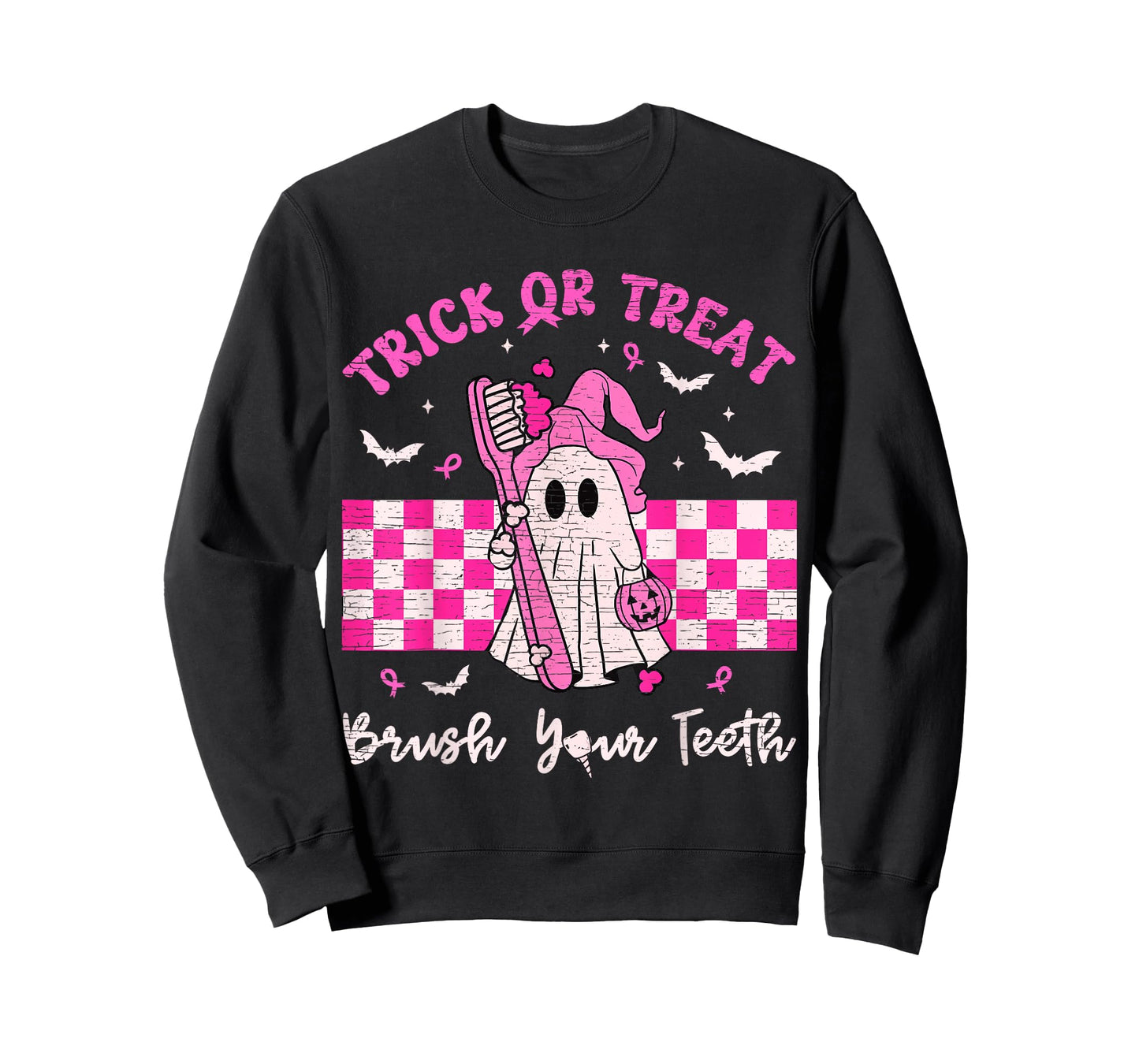 Wear A Pink Trick Or Treat Brush Your Teeth Dental Halloween T-Shirt