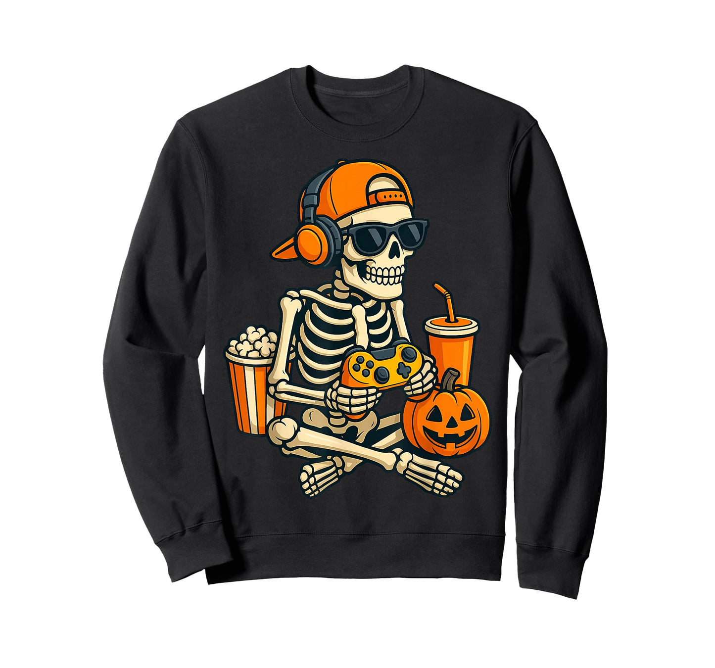 Halloween Skeleton Gamer Video Gaming Boys Men Kids Tees T-Shirt