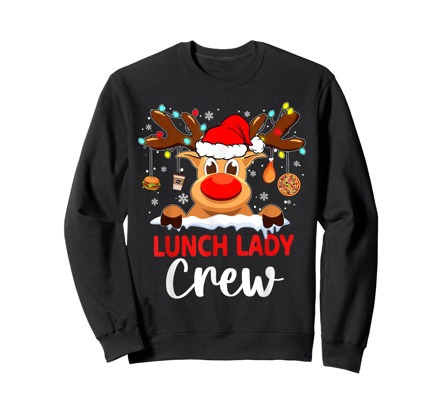 Funny Lunch Lady Reindeer Plaid Christmas Teacher T-Shirt
