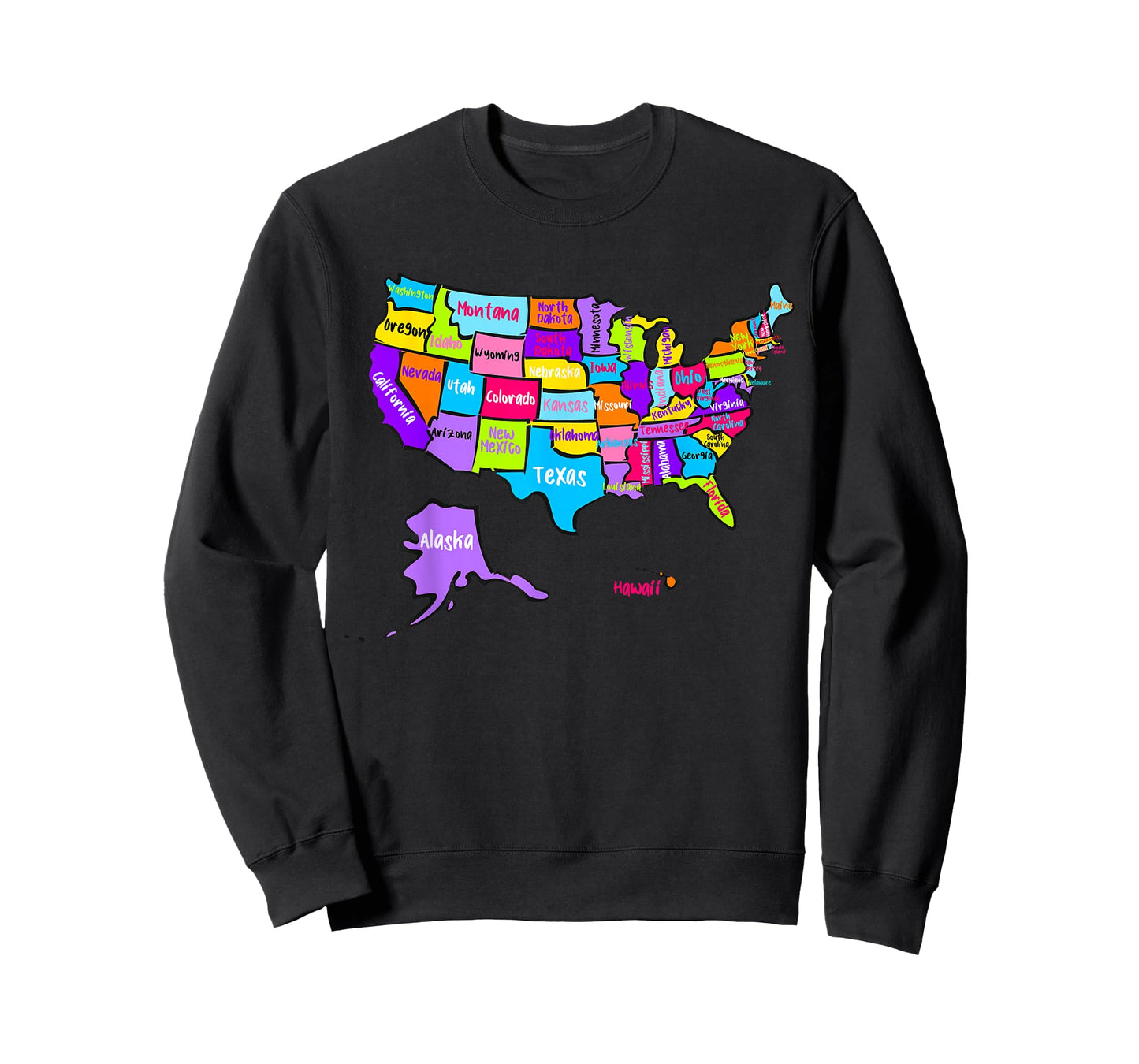 United States of America Colorful Map with State Names T-Shirt