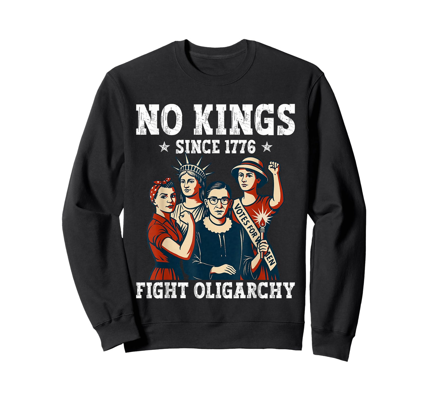 Women No Kings Fight Oligarchy Feminist Patriot 4th of July T-Shirt