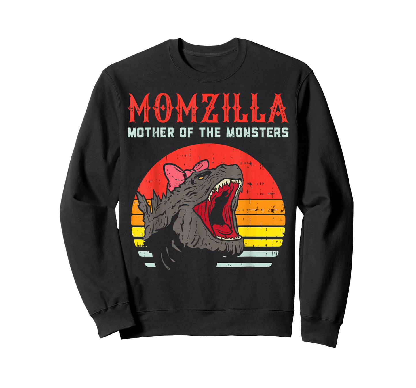 Momzilla Mother Of Monsters Ribbon Retro Mama Step Mom Gift T-Shirt