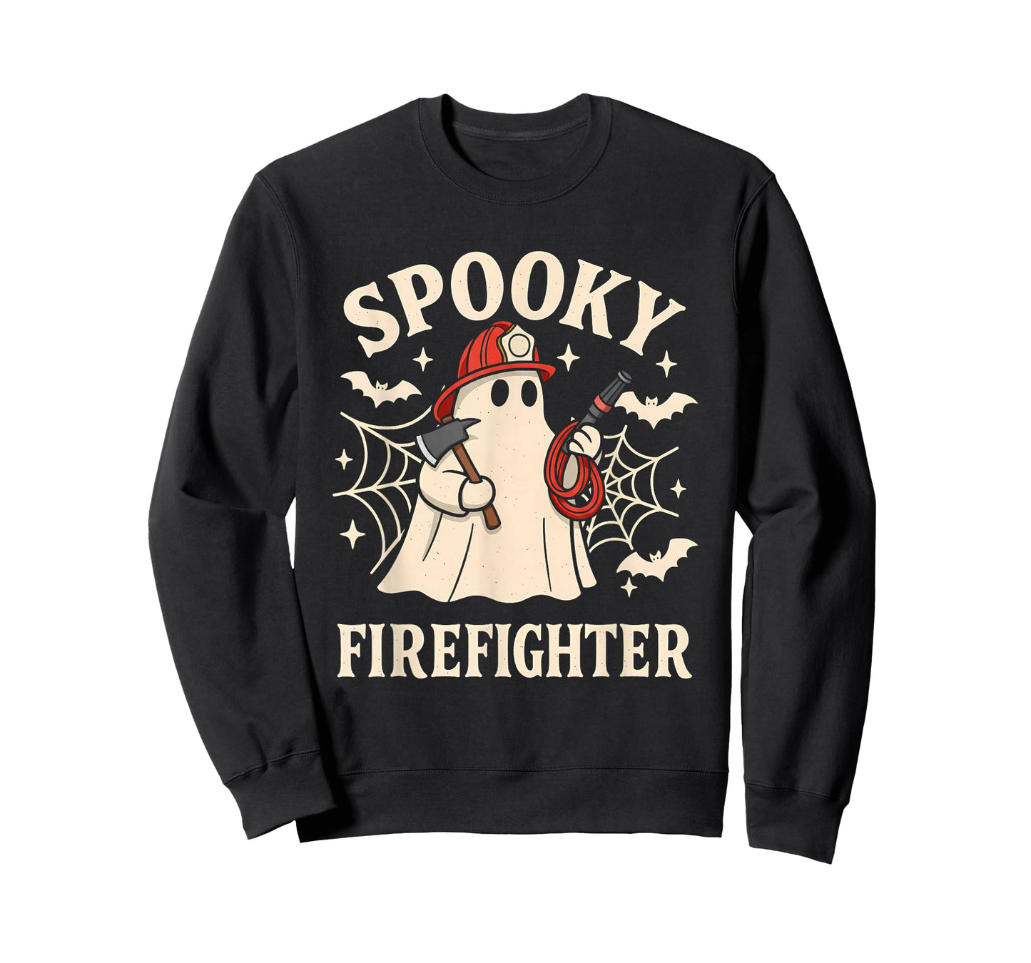 Spooky Firefighter Ghost Funny Halloween Costume Fire Man T-Shirt