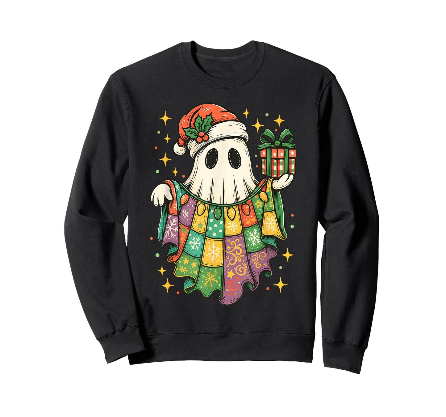 Patchwork Christmas Ghost Christmas, Christmas Boo Ghost T-Shirt
