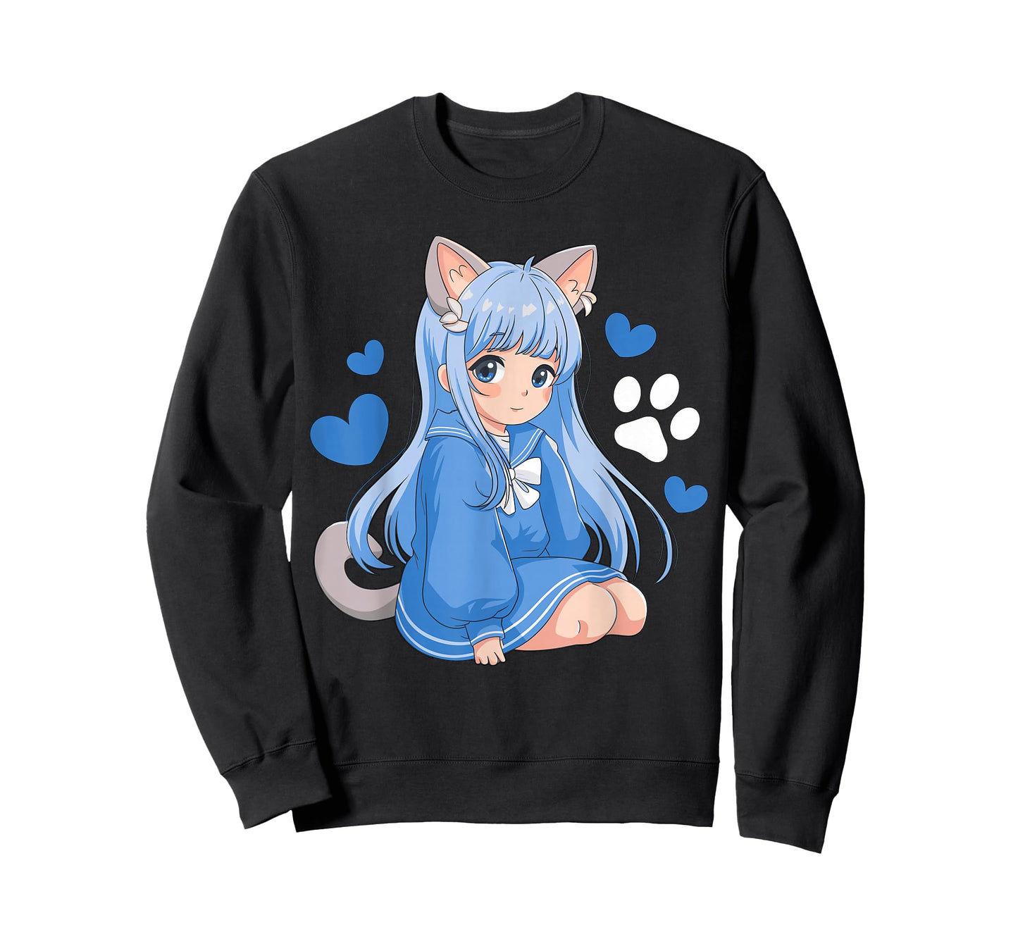 Magical and Funny Anime Girl Gifts Unisex-Kids Anime Cat Girl T-Shirt Black Small Classic Fit Short Sleeve Cotton Blend T-Shirt