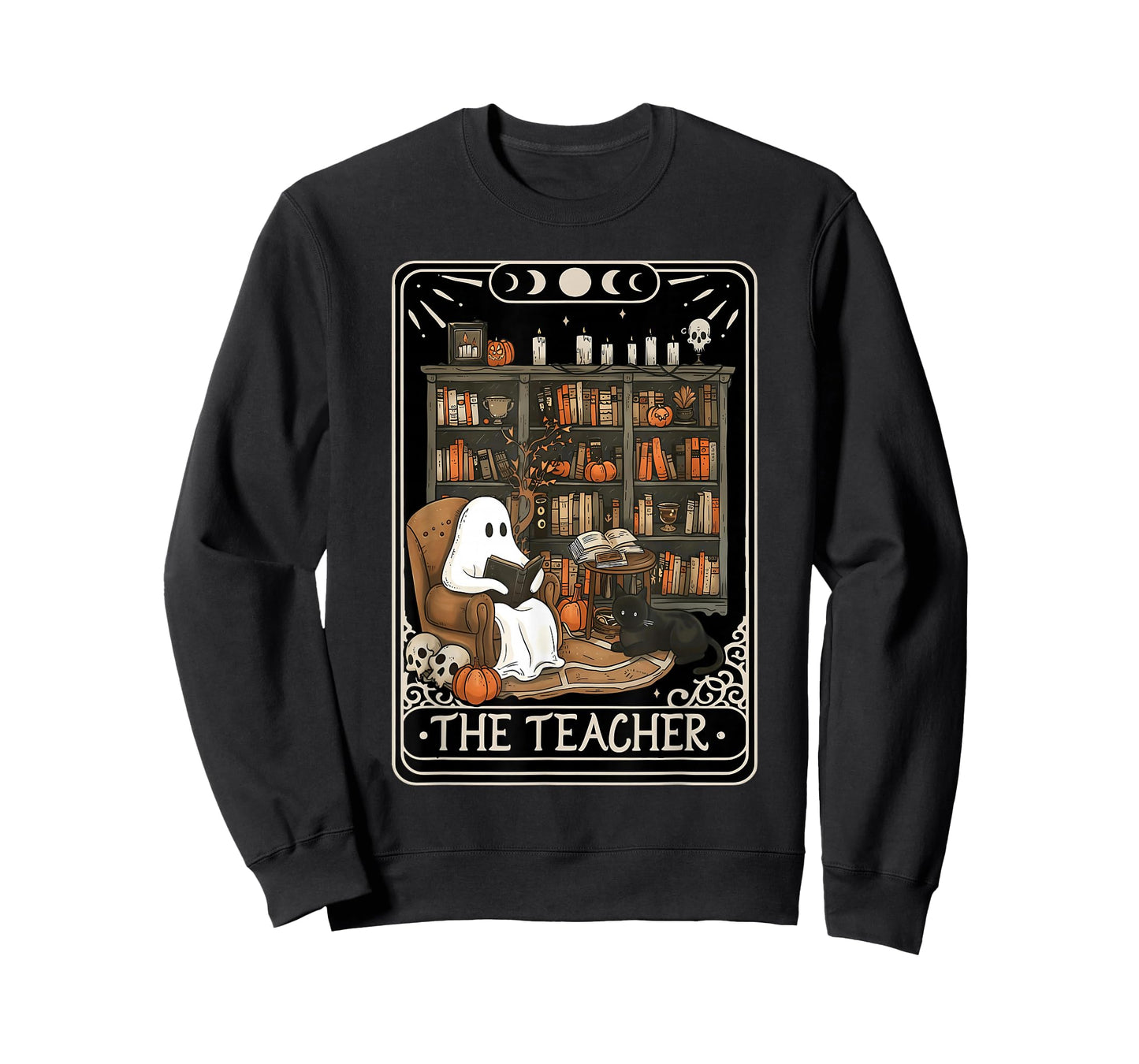 The Teacher Funny Ghost Book Reading Books Lover Halloween T-Shirt