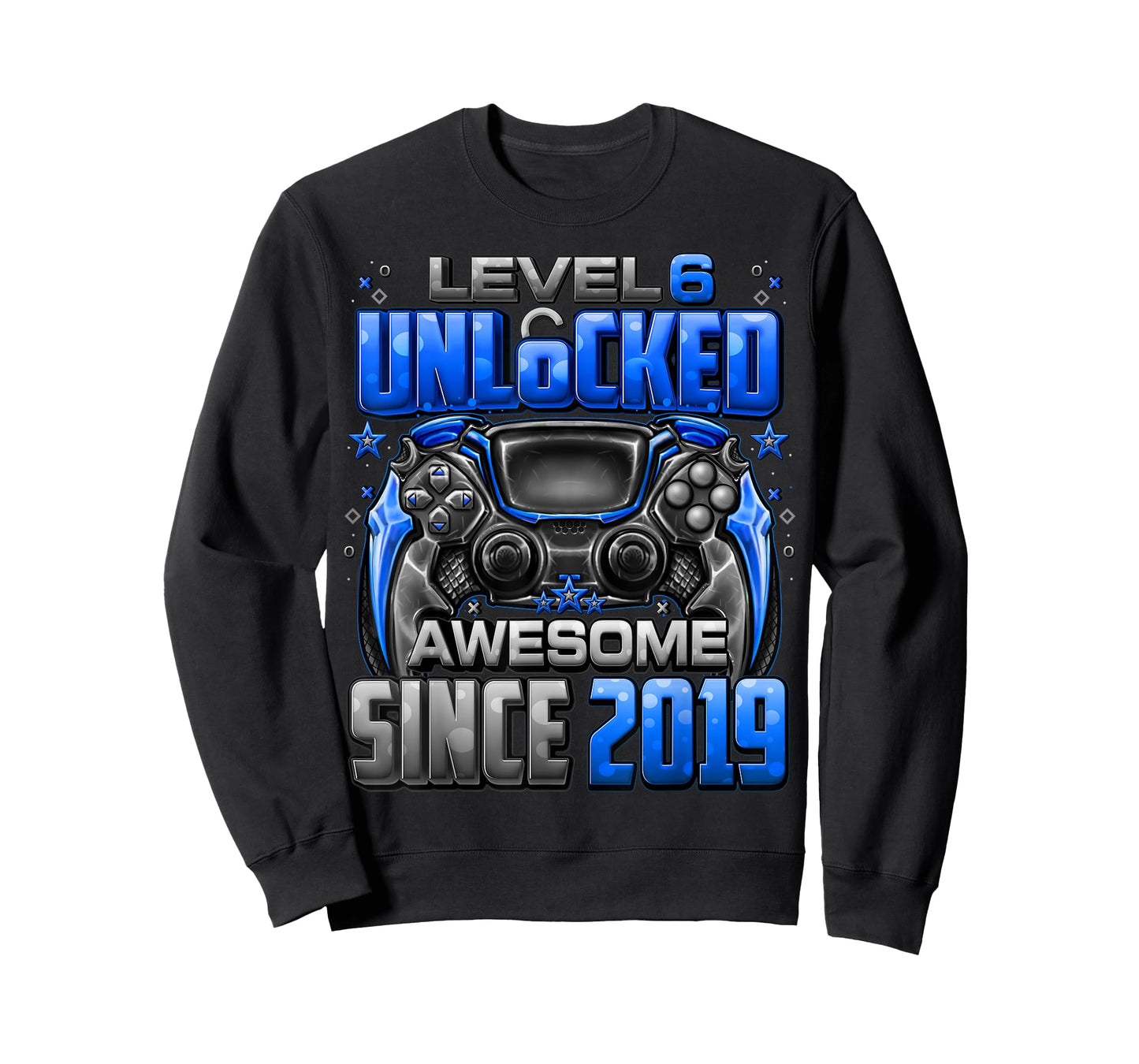 Level 6 Unlocked Awesome Since 2019 6th Birthday Gaming T-Shirt