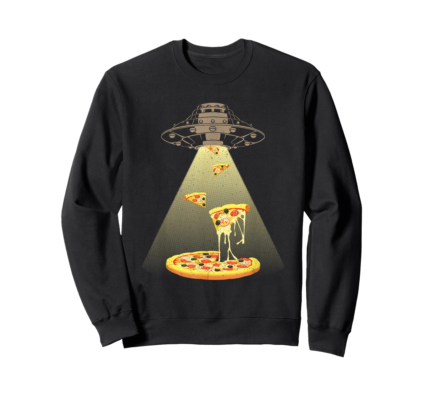 Cool Pizza For Men Women UFO Alien Eating Pizza Abduction T-Shirt
