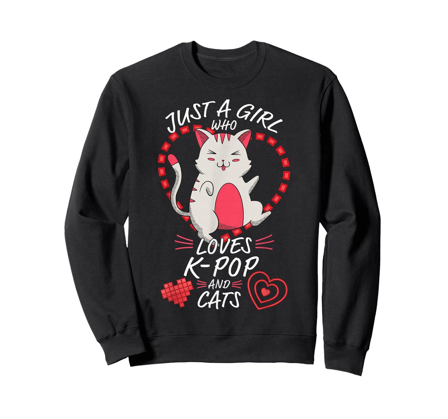Just A Girl Who Loves K-Pop and Cats - Cute Anime Kawaii Cat T-Shirt