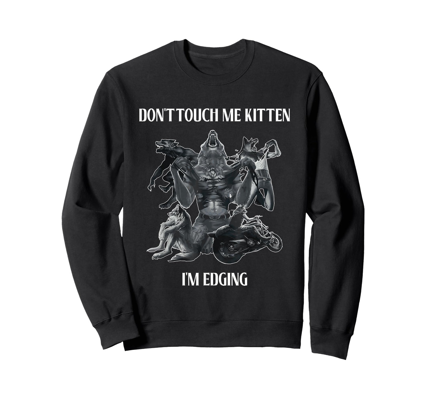 Don't Touch Me Kitten I'm Edging Wolfs Design T-Shirt