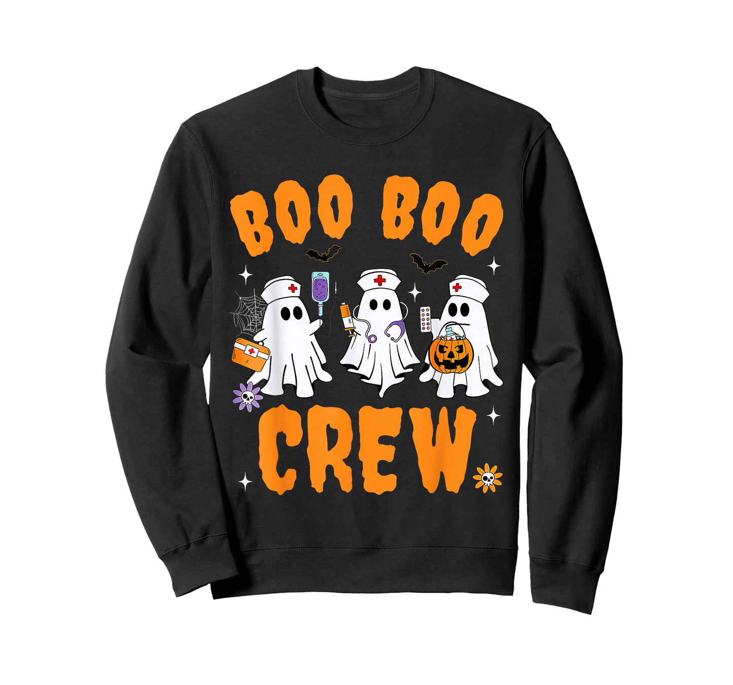 Boo Boo Crew Nurse Ghost Scrub Top Nursing Halloween Costume T-Shirt