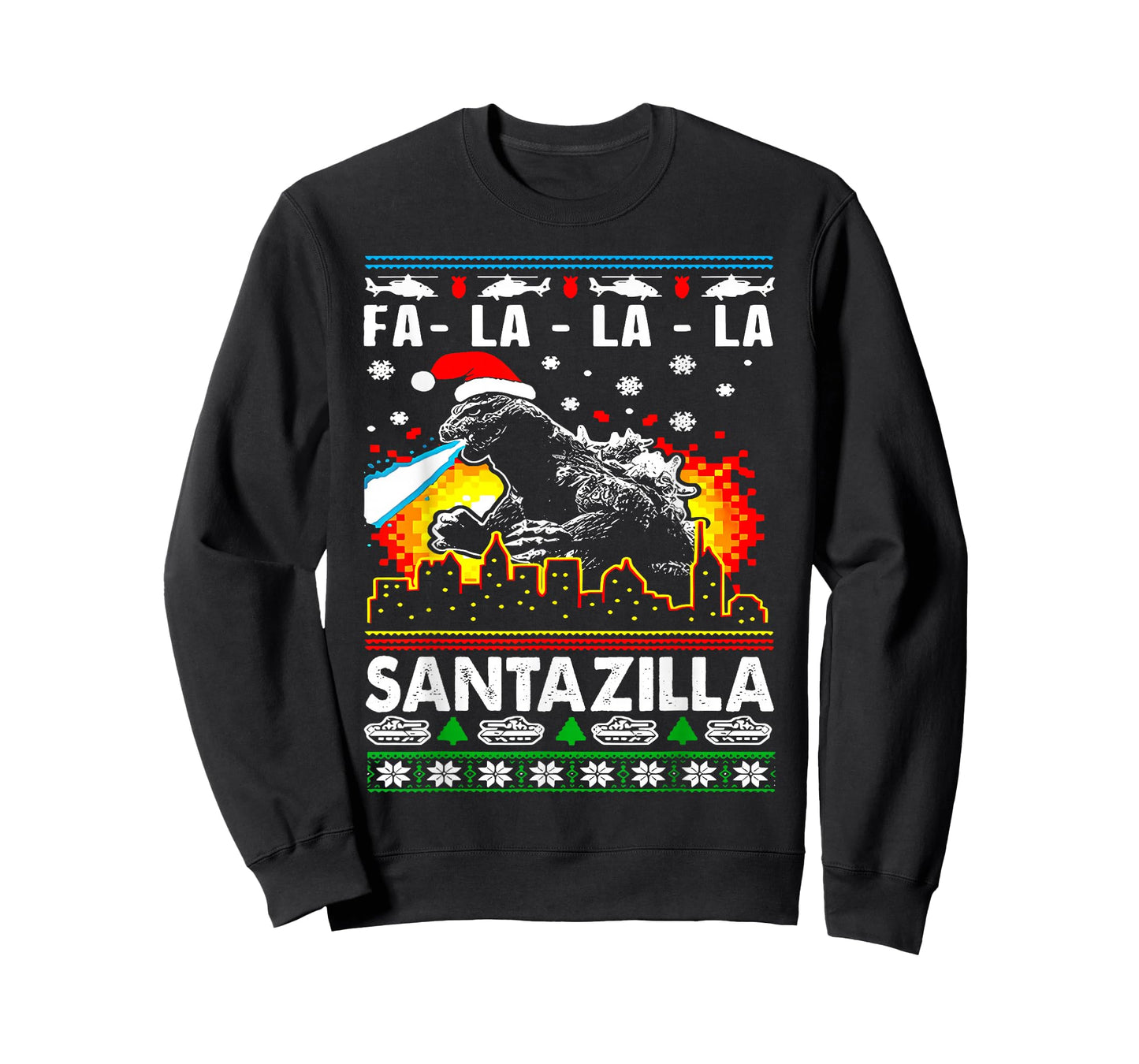 Funny Christmas Santazilla Japanese Monster Dinosaur Boys T-Shirt