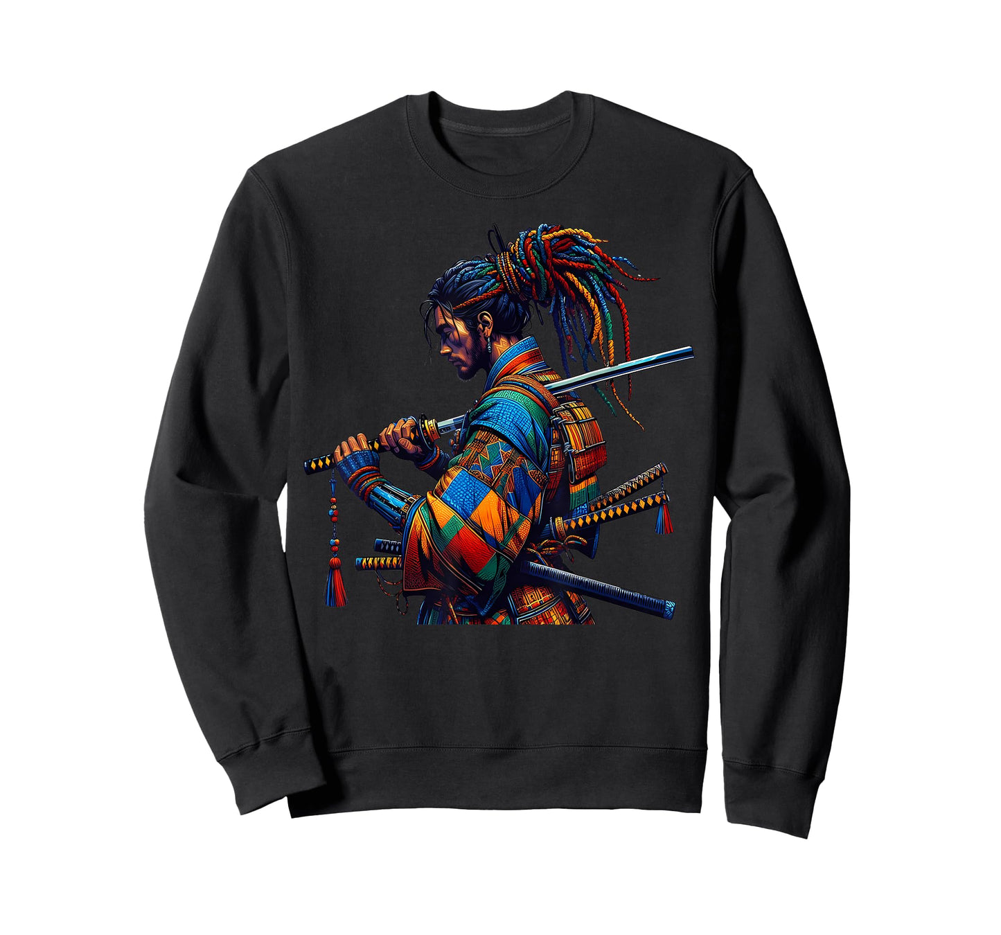 Afro American Samurai Japanese Style Bushido Art Design T-Shirt