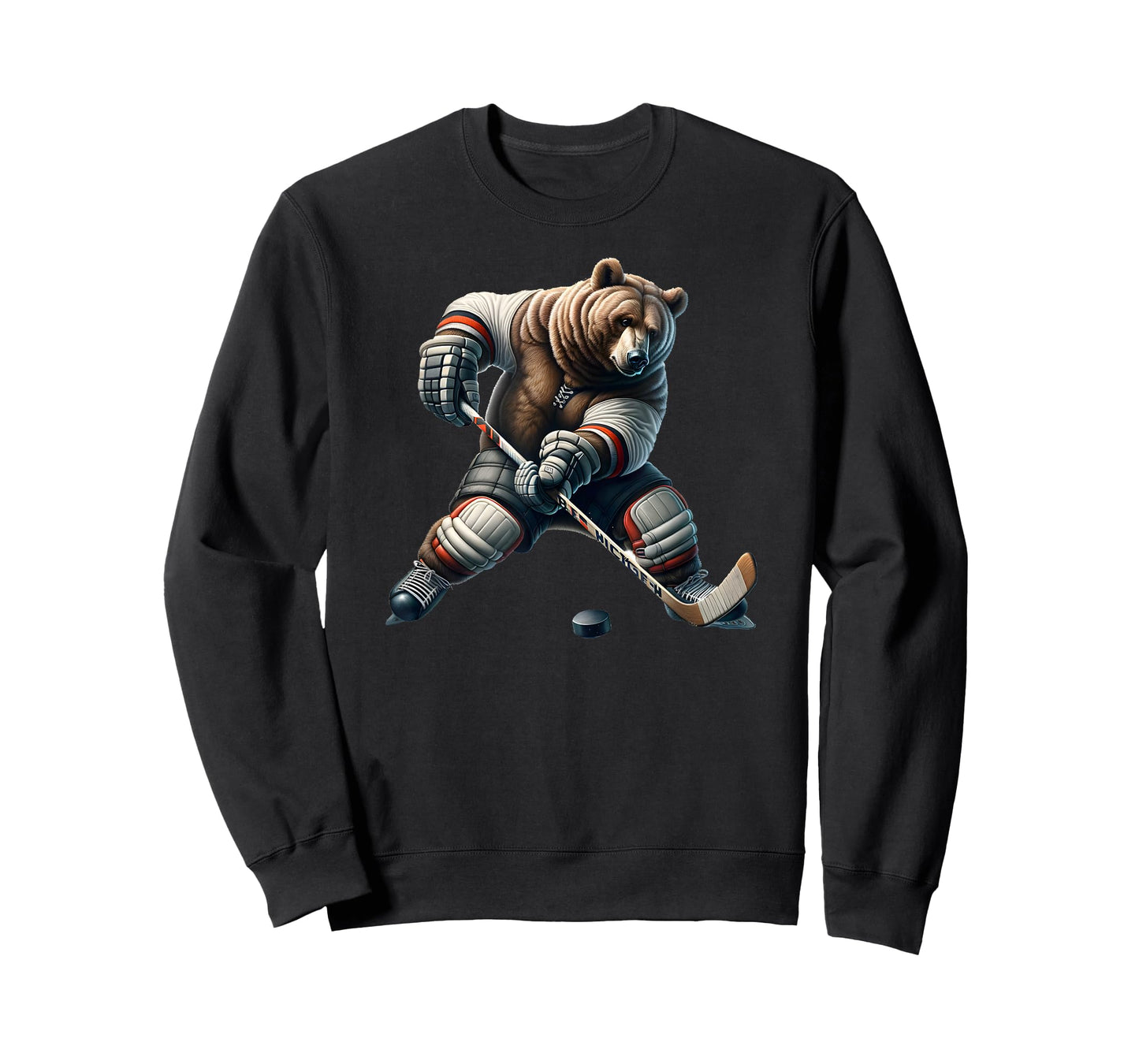 Cute Bear Playing Hockey For Bear And Hockey Lover T-Shirt