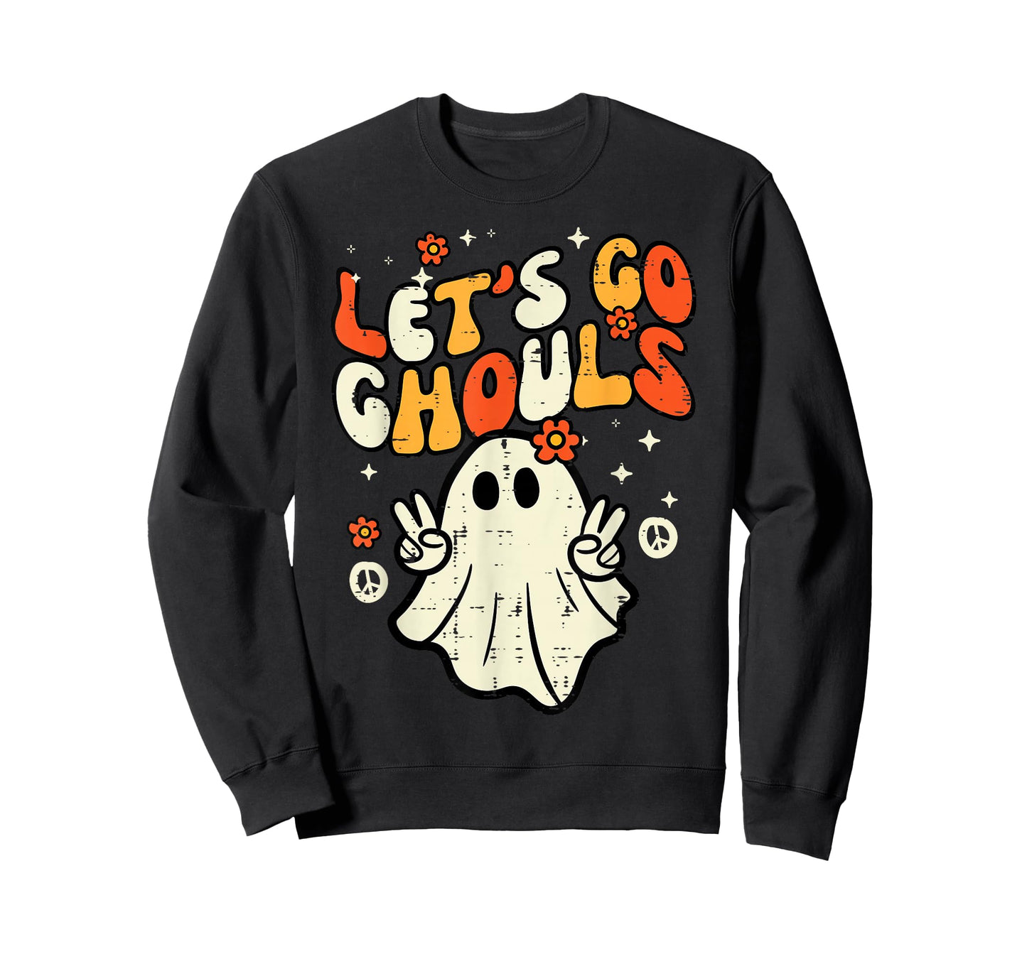 Halloween Lets Go Ghouls Ghost Retro Costume Women Girl Kids T-Shirt