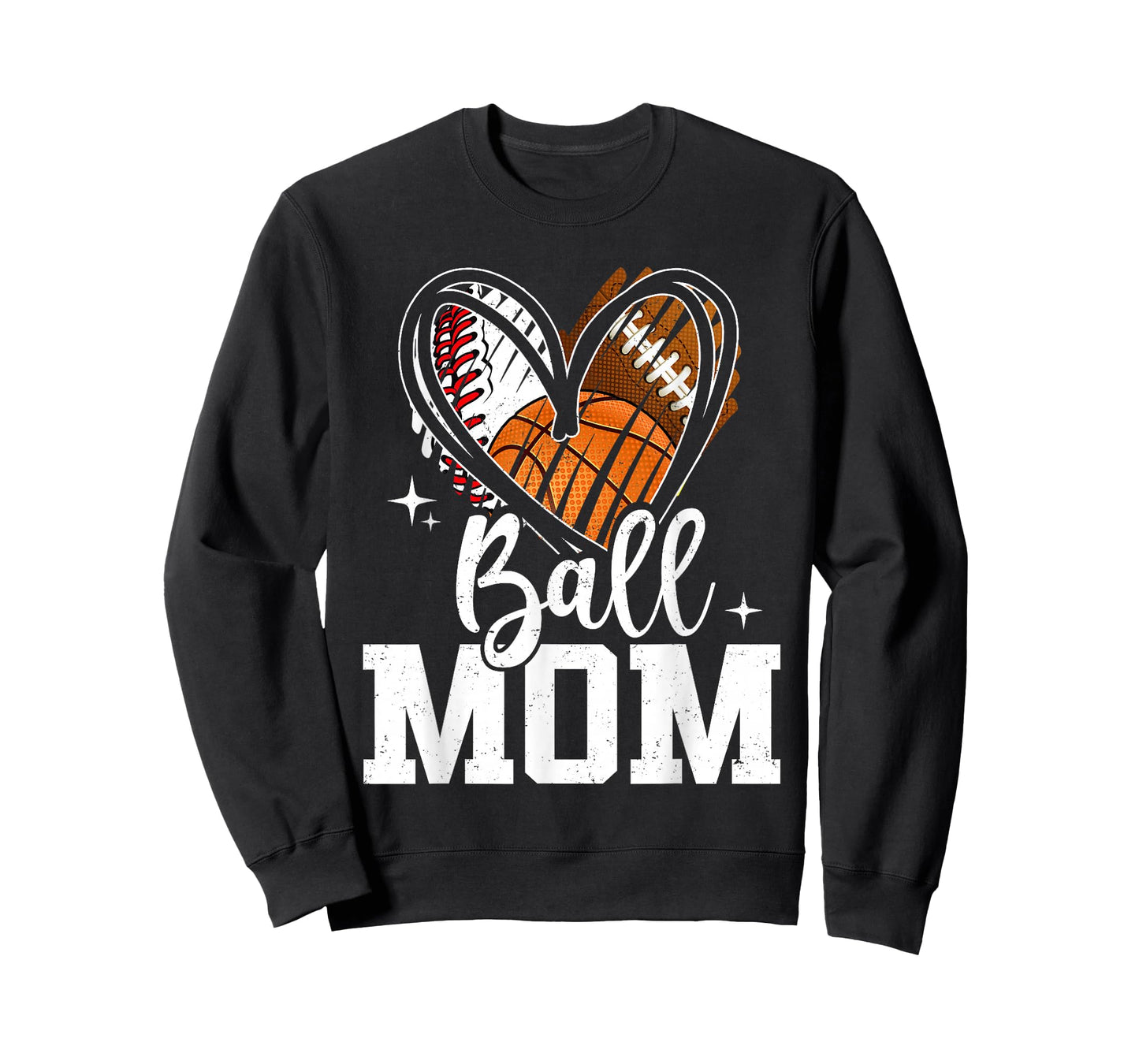 Ball Mom Baseball Football Basketball Heart Mothers Day T-Shirt