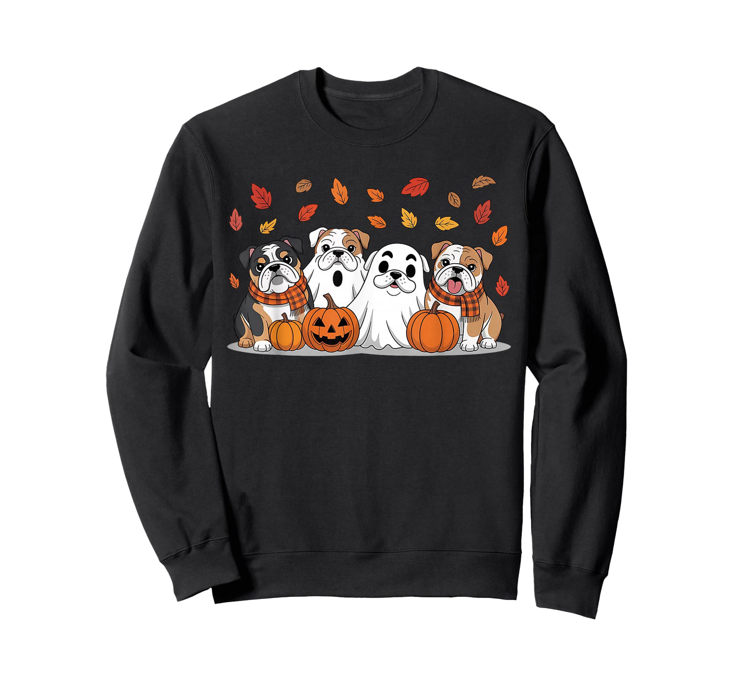 English Bulldog Ghost Fall Autumn Thanksgiving Halloween T-Shirt