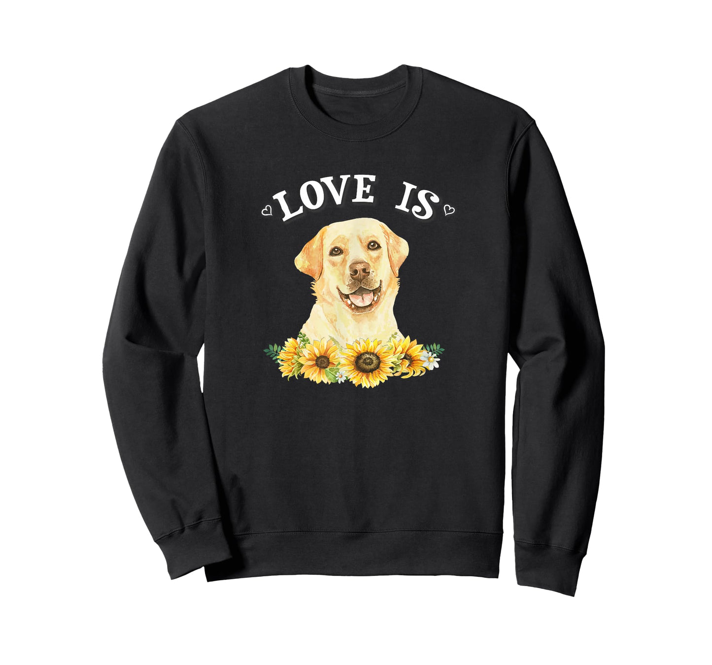 Womens Girls Cute Sunflowers Love is Yellow Lab Dog Lover T-Shirt