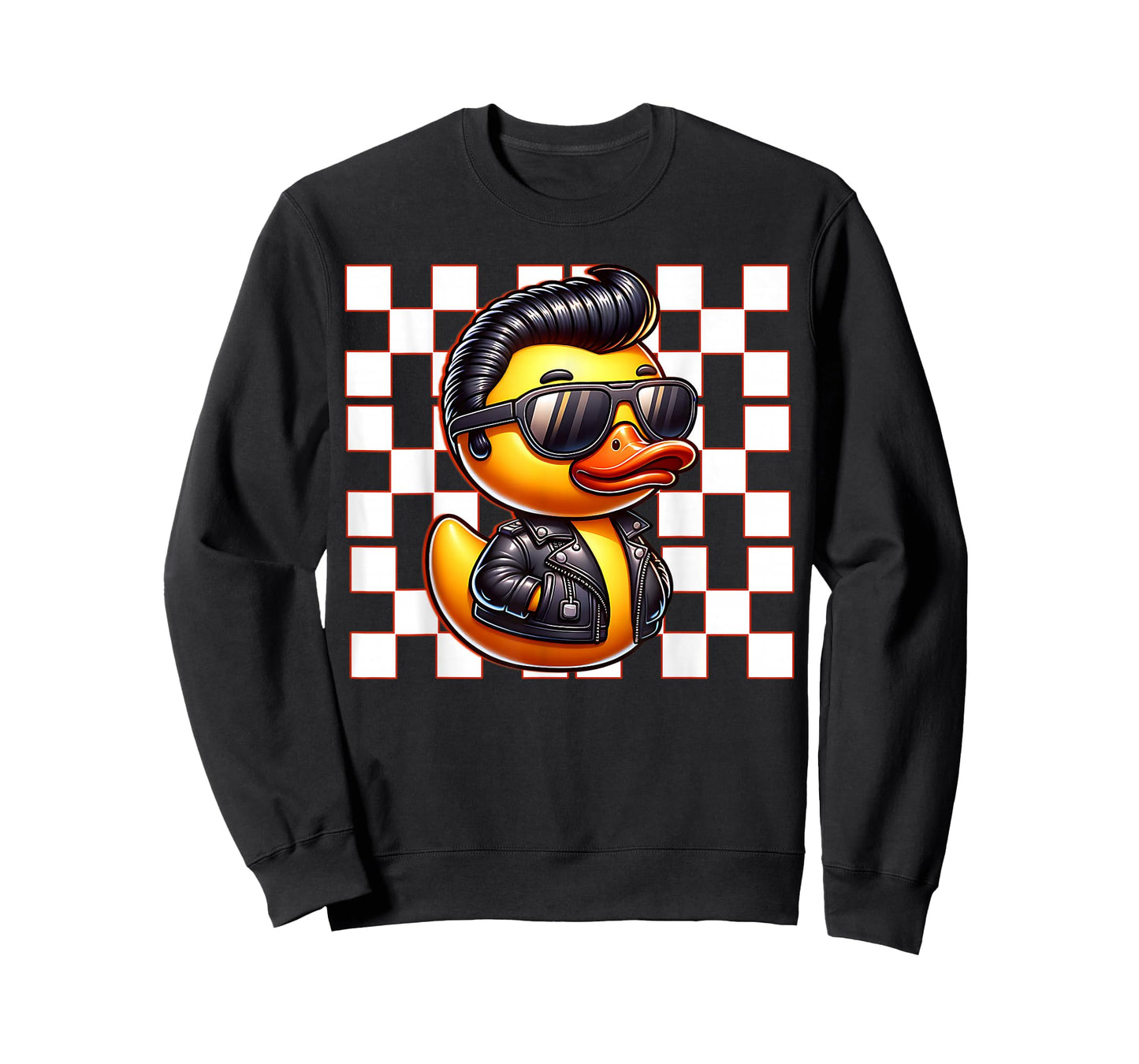 Checkered Greaser Rubber Duckie 50s Sock Hop Racing Themed T-Shirt