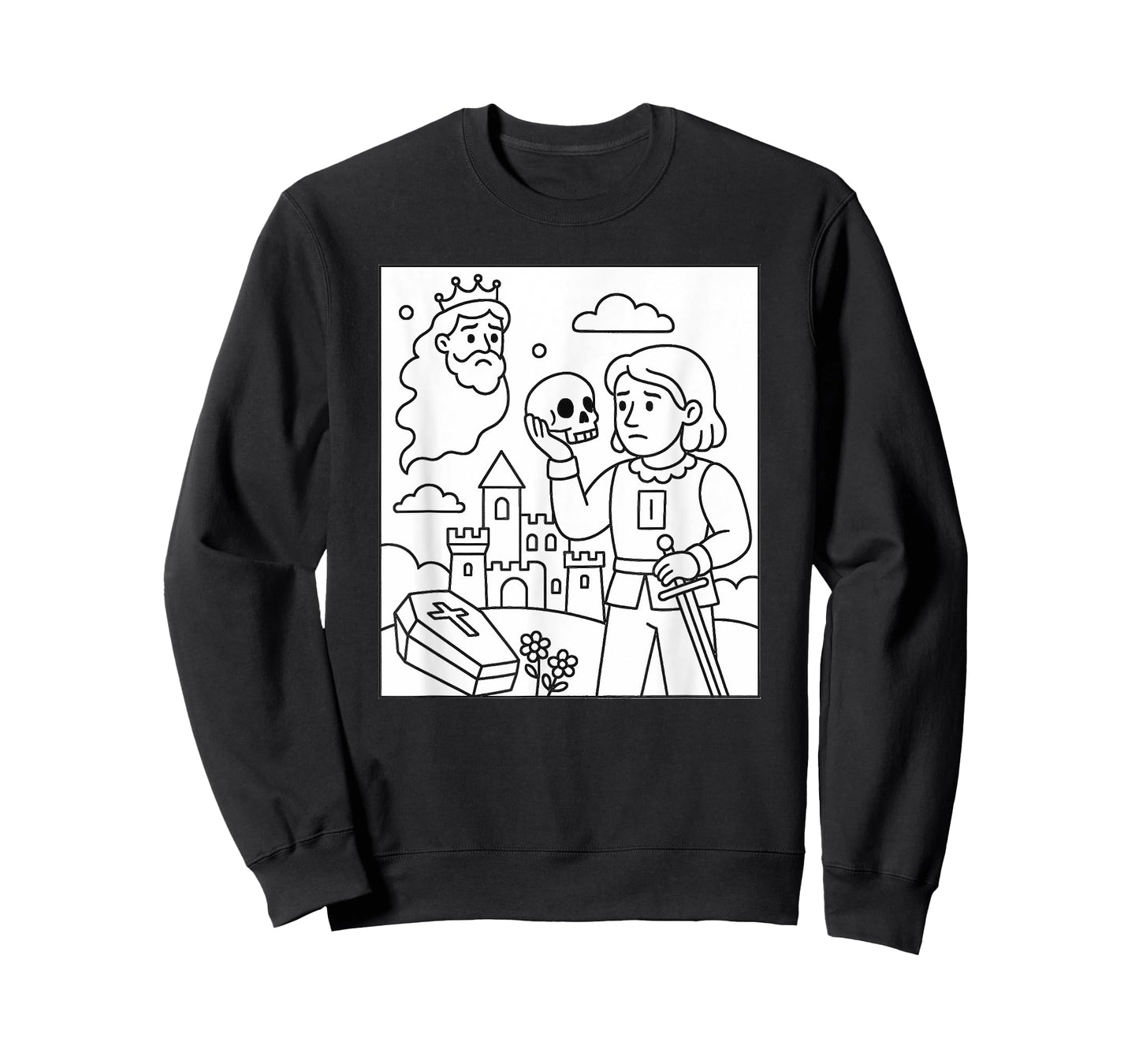 Coloring Book Hamlet Ghost Yorick Castle Shakespeare Play T-Shirt