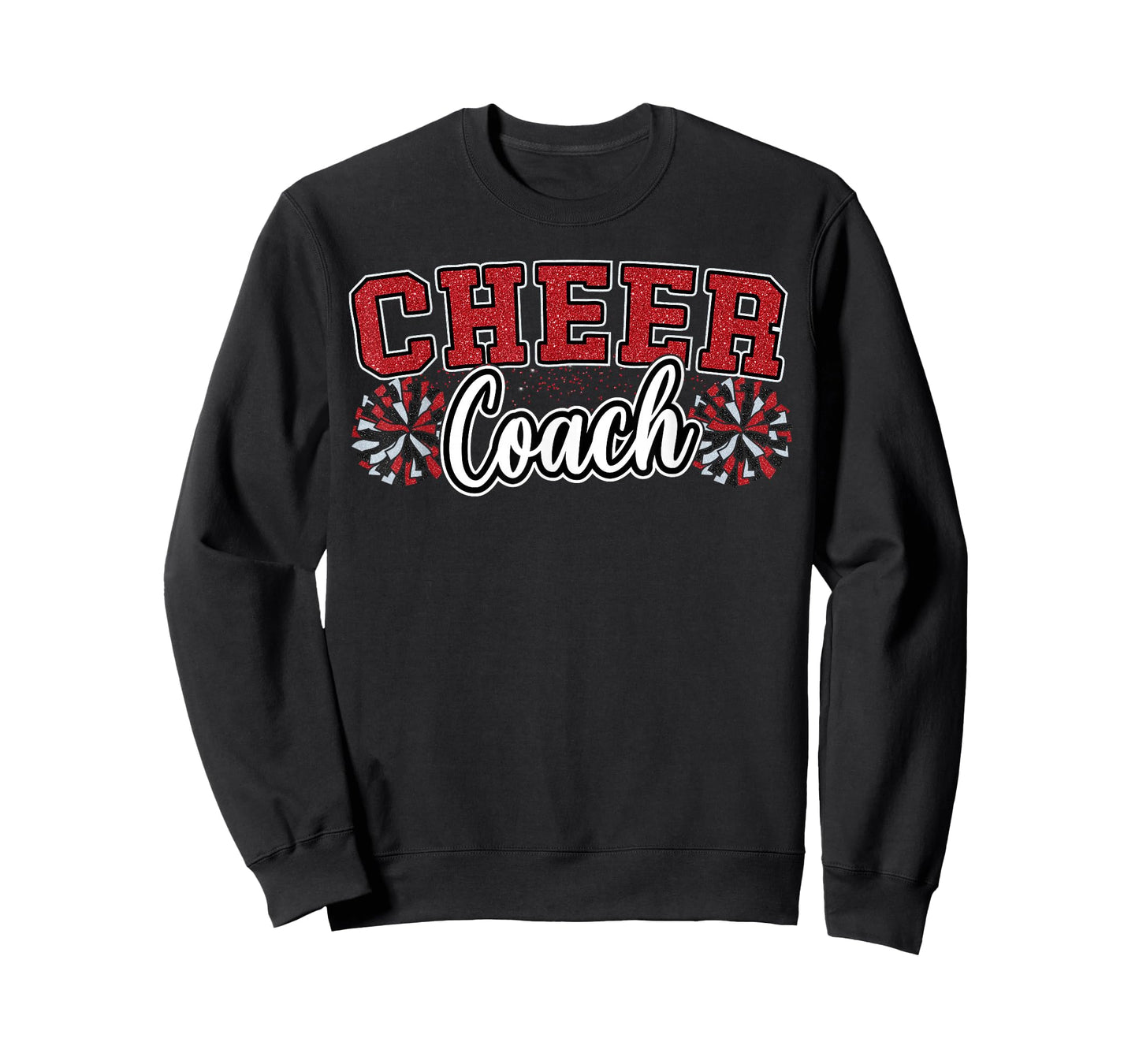 Loud Proud Cheer Coach Pom Poms Red Black Cheerleader Women T-Shirt