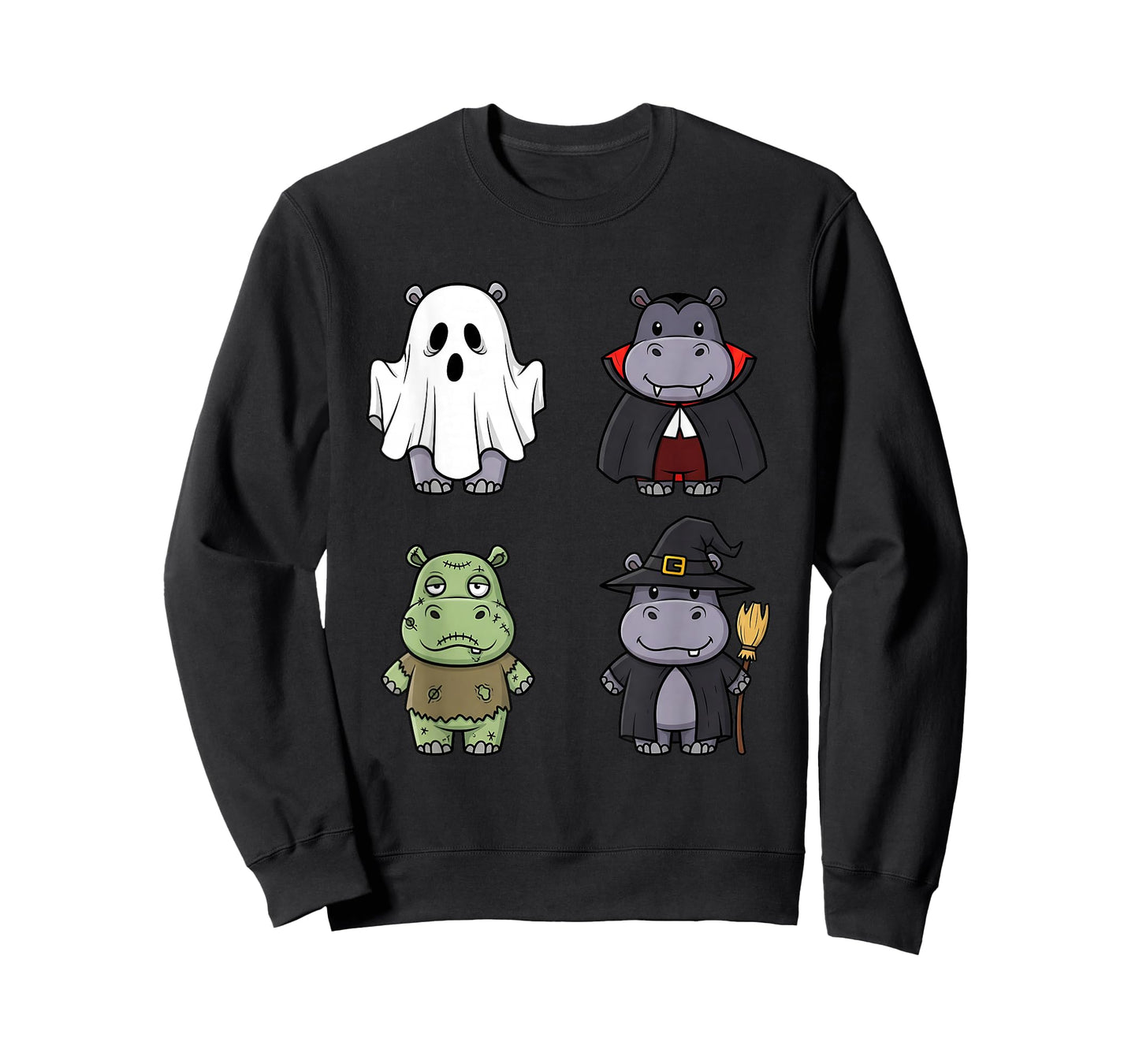Funny Hippo Spooky Ghost Boo Horror Pumpkin Hippo Halloween T-Shirt