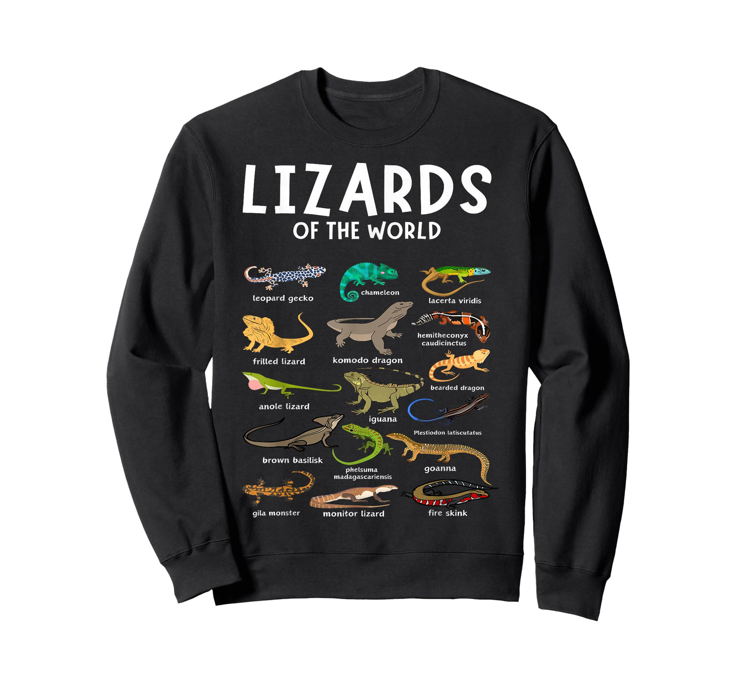 Types of Lizards of the World Reptile Herpetology Lizard T-Shirt