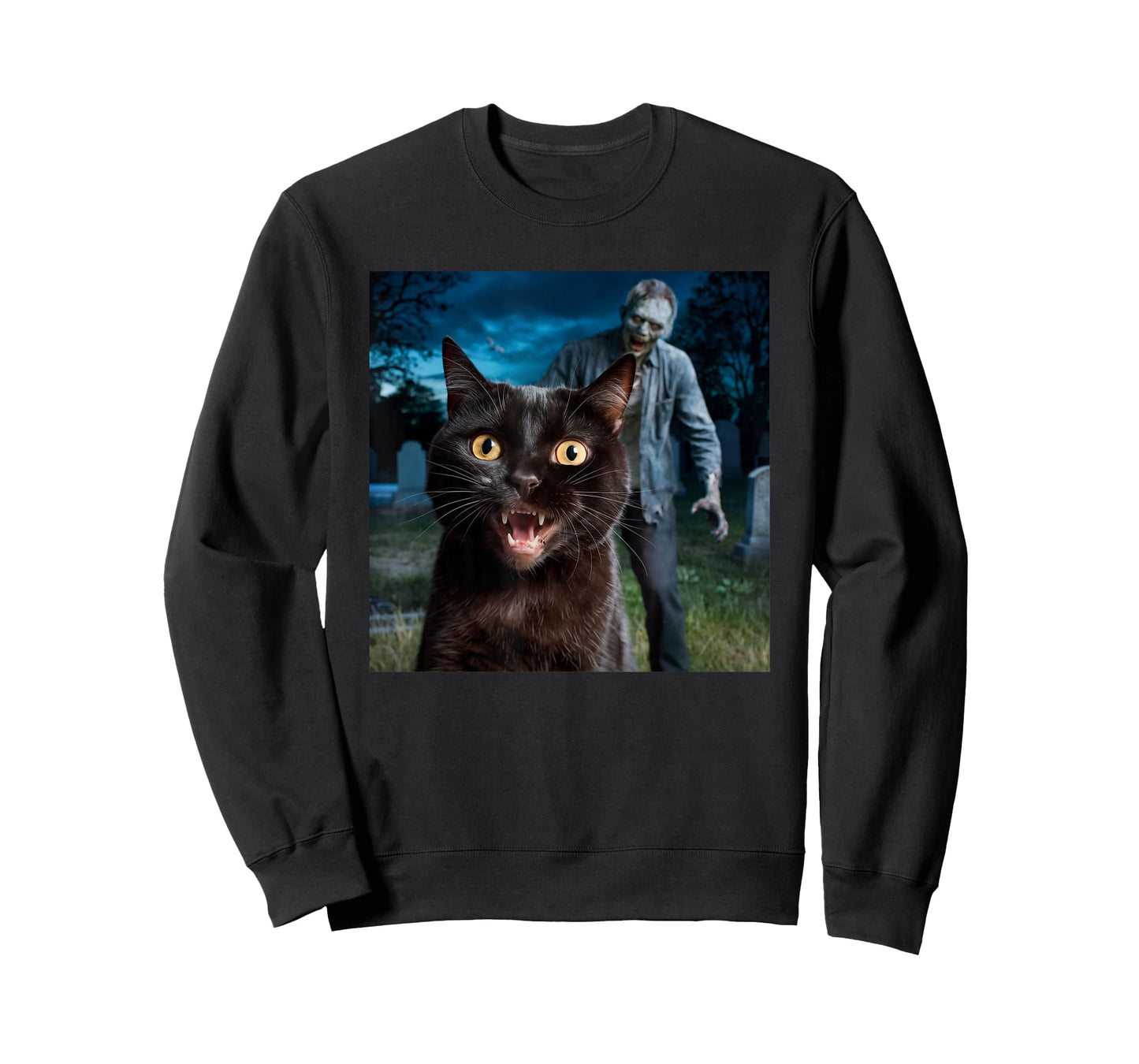 Cat and Zombie Selfie Photo Halloween for Cat Lovers T-Shirt