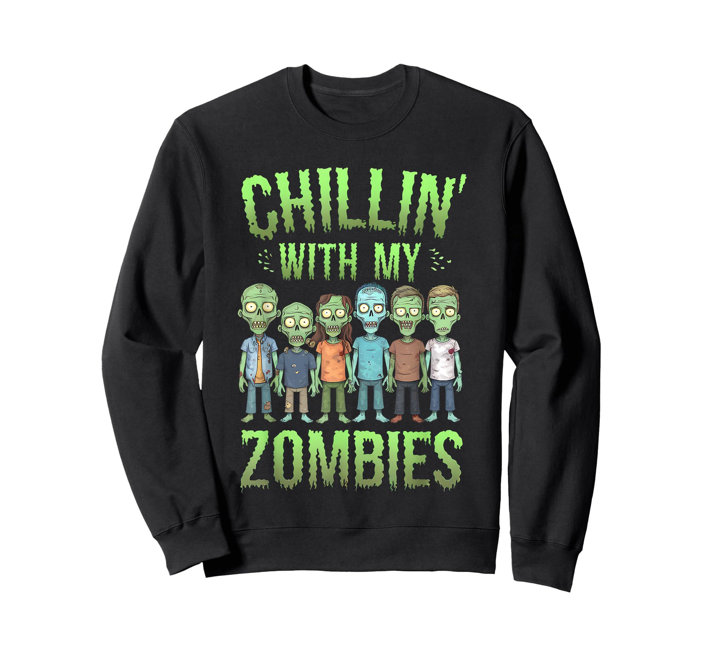 Chillin With My Zombies Halloween Men Women Boys Kids Funny T-Shirt