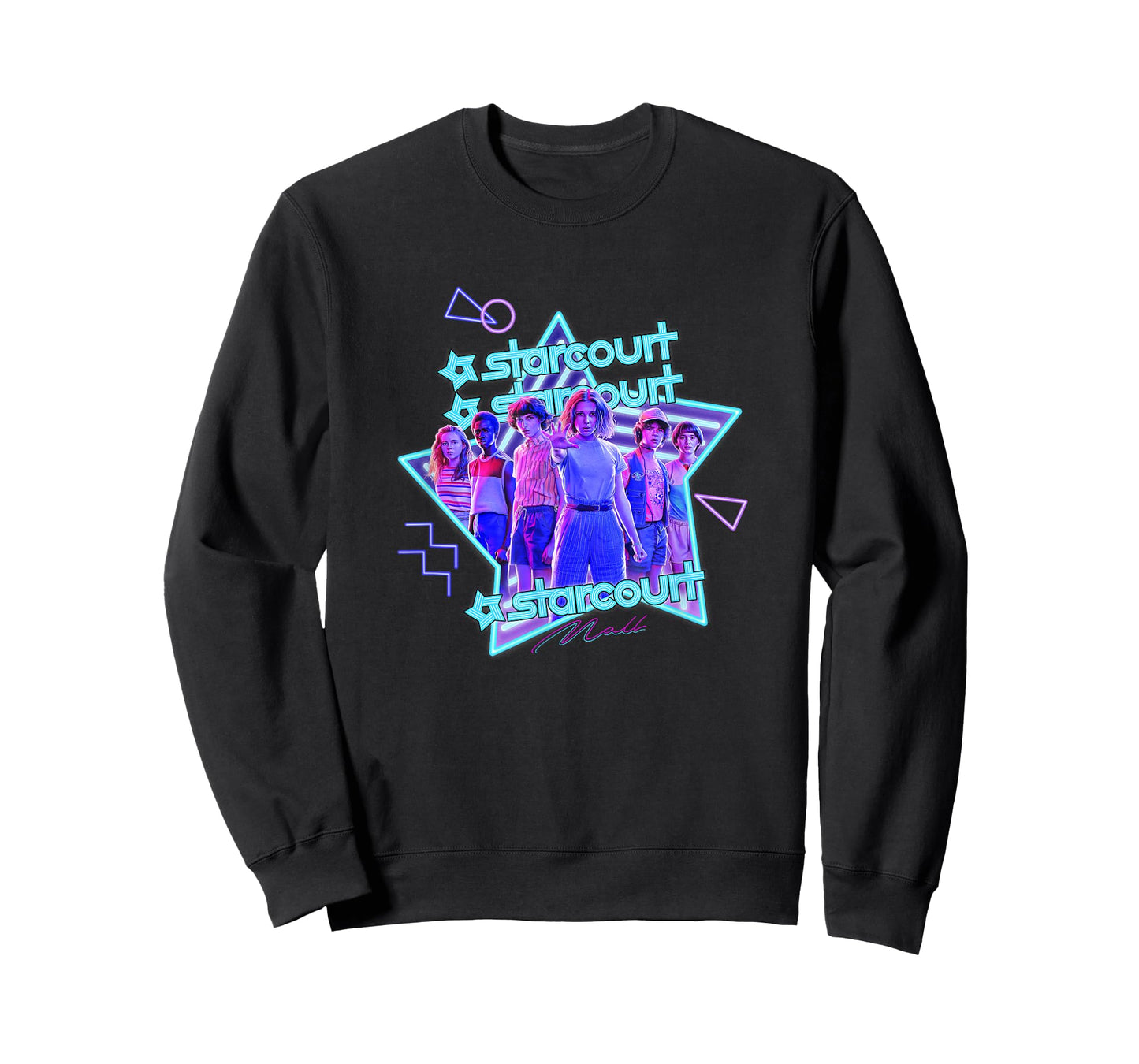 Stranger Things Starcourt Mall Vintage Neon Group Portrait T-Shirt