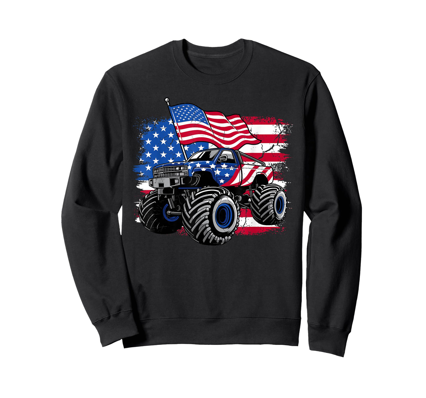 Monster Truck 4th Of July Shirt Boys American Flag Men USA T-Shirt