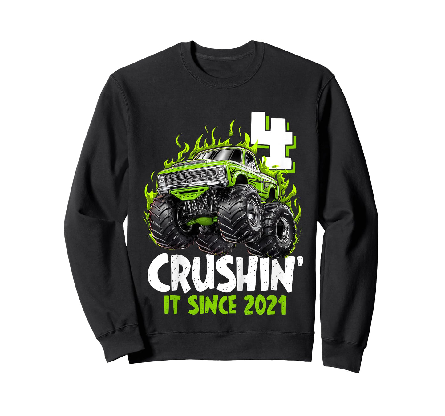Kids Birthday Monster Truck 4 Year Old Boys 4th Party Born 2021 T-Shirt