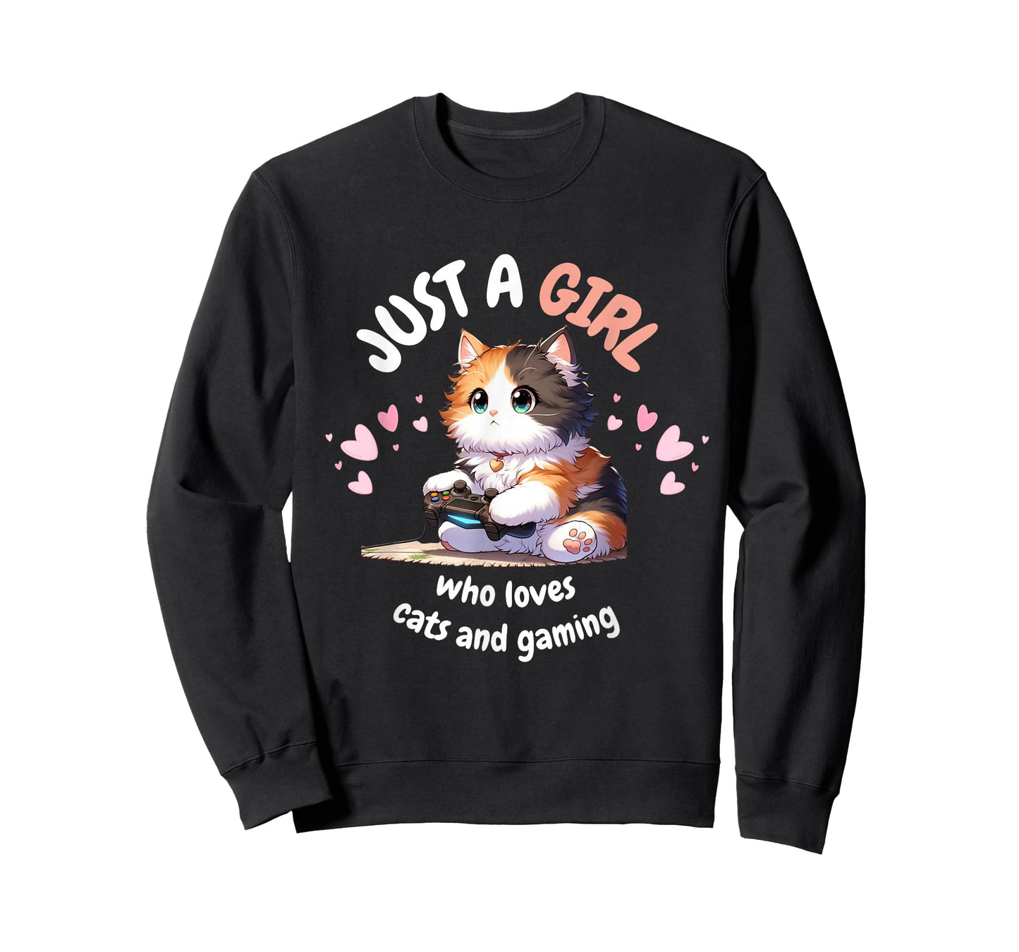 Just A GIRL Who Loves Cats Gaming cute Kawaii Anime Otaku T-Shirt
