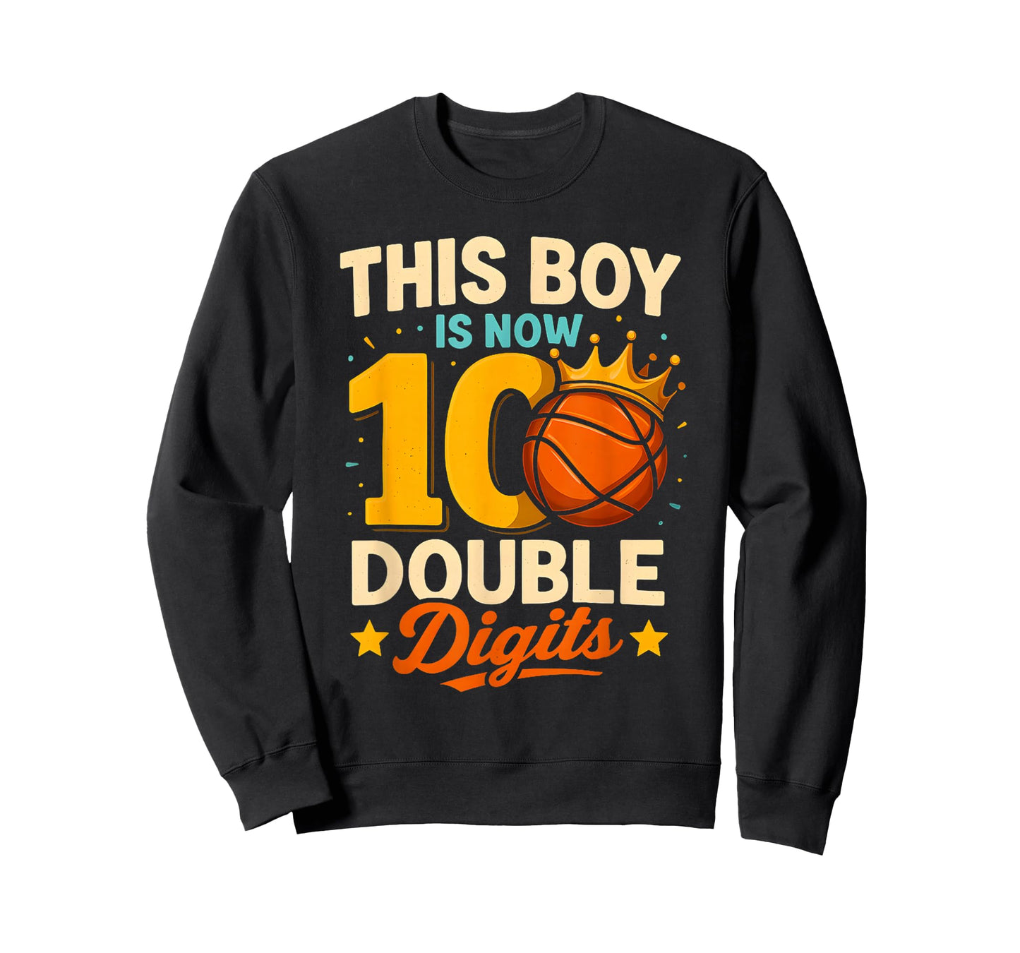Double Digits Basketball Birthday Boy 10 Year Celebration T-Shirt