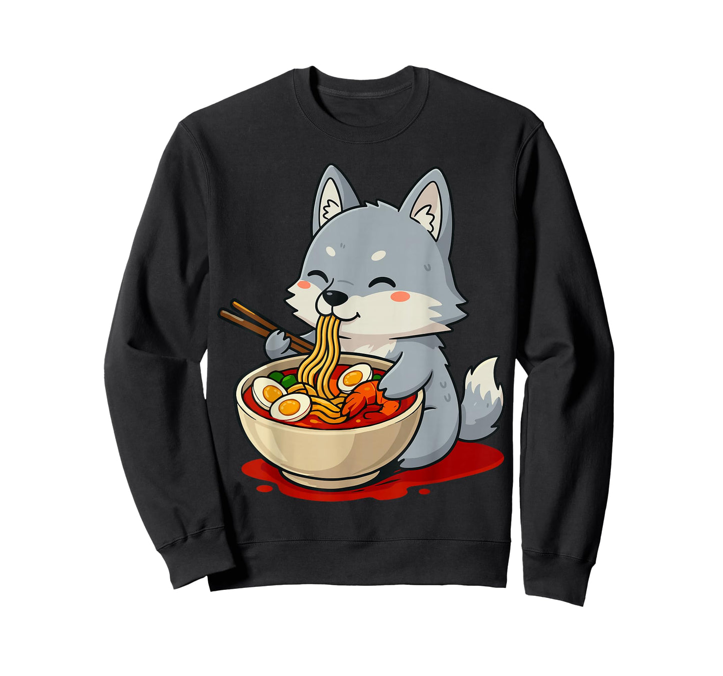 Wolf Eating Ramen Noodles T-Shirt