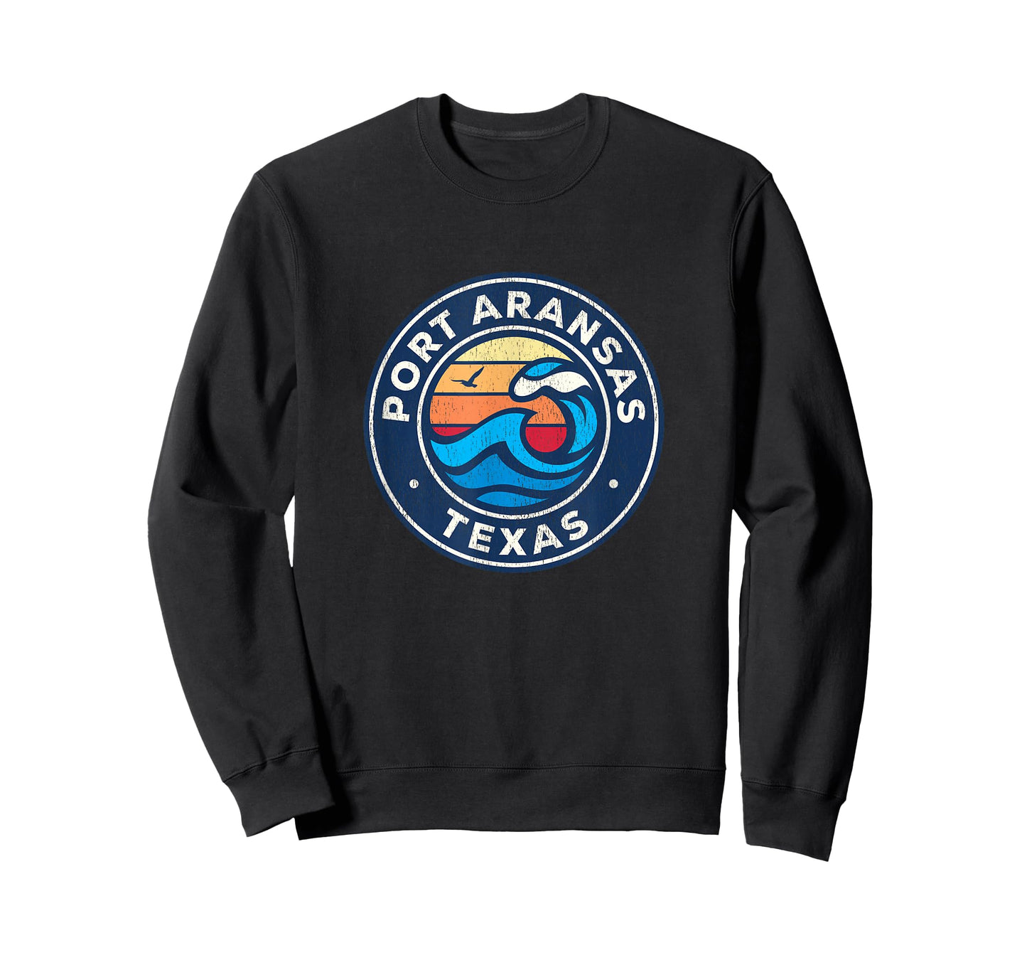 Port Aransas Texas TX Vintage Nautical Waves Design T-Shirt