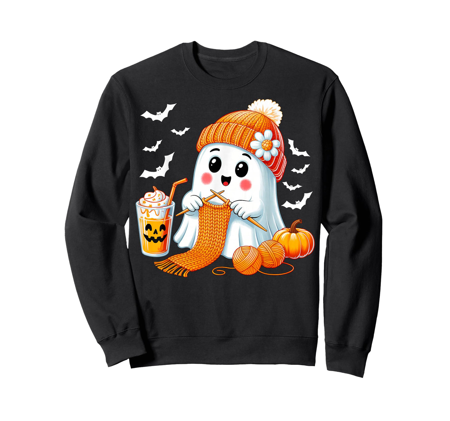 Ghost Crochet Crocheting Knitting Coffee Women Halloween T-Shirt