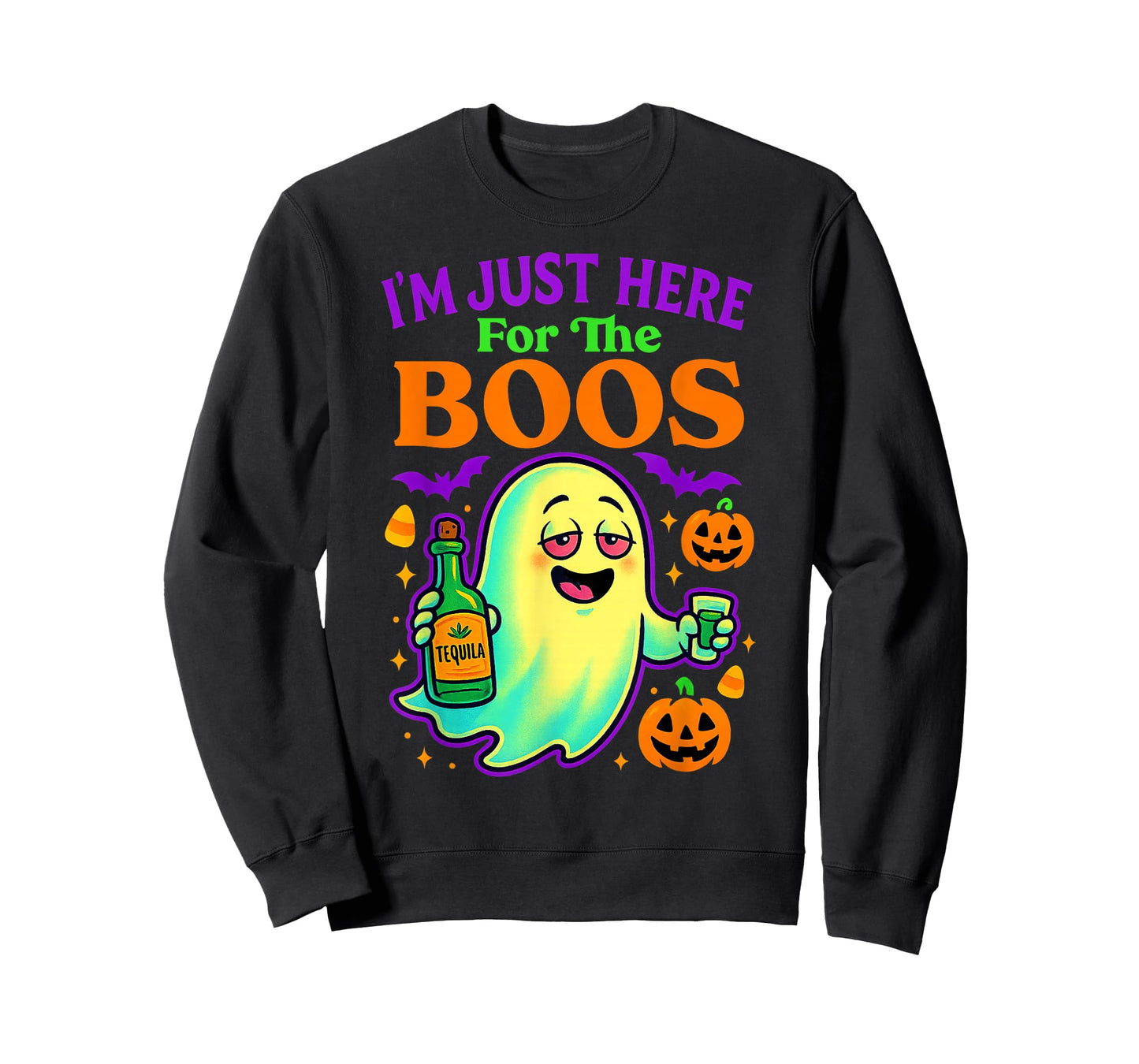 I’m Just Here for The Boos Funny Halloween Ghost Tequila T-Shirt