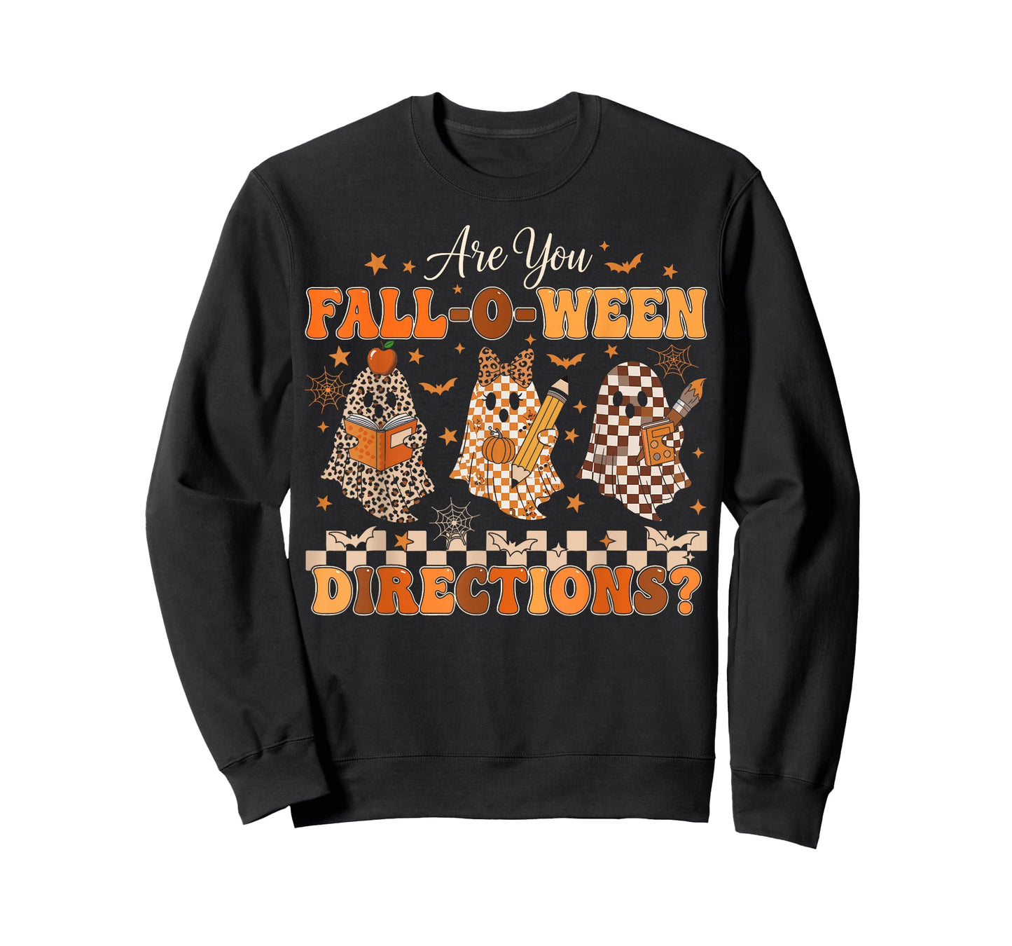 are You Fall O Ween Directions Funny Teacher Halloween Ghost T-Shirt