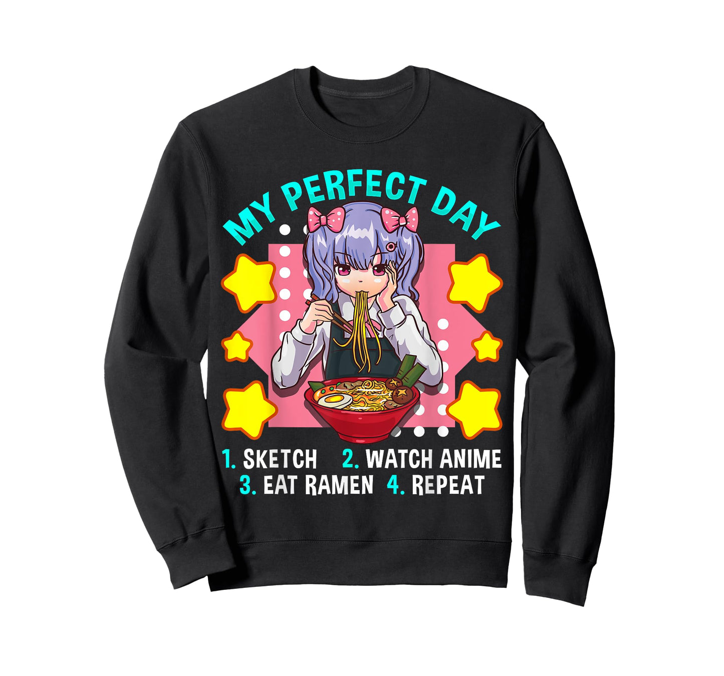 My Perfect Day Sketch Watch Anime Eat Ramen Repeat T-Shirt