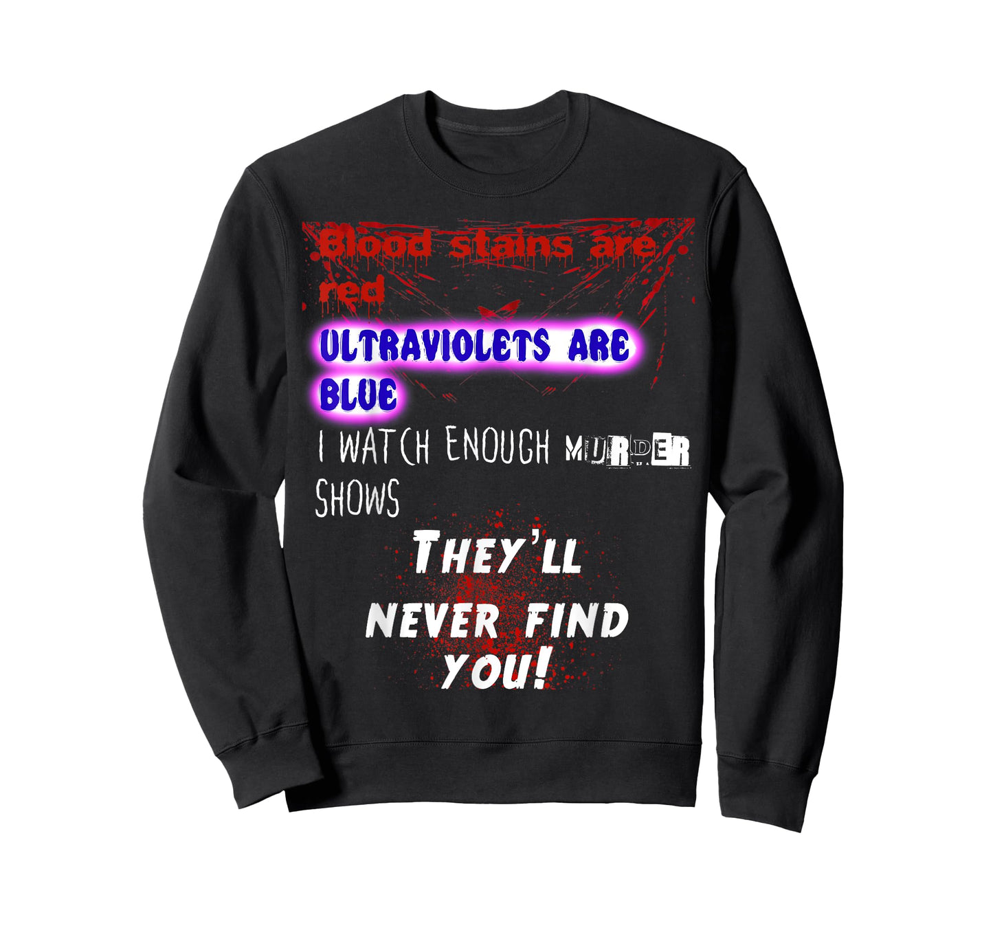 Blood stains are red ultraviolets blue theyll never find you T-Shirt
