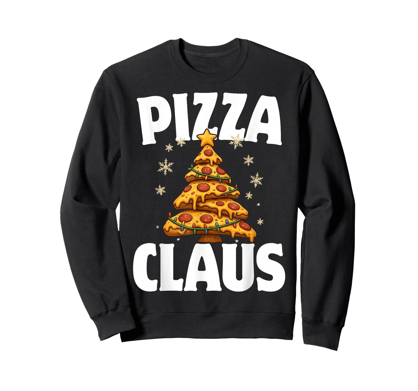Pizza Christmas Tree Cheesy Holiday Food Pun Ugly Sweater T-Shirt